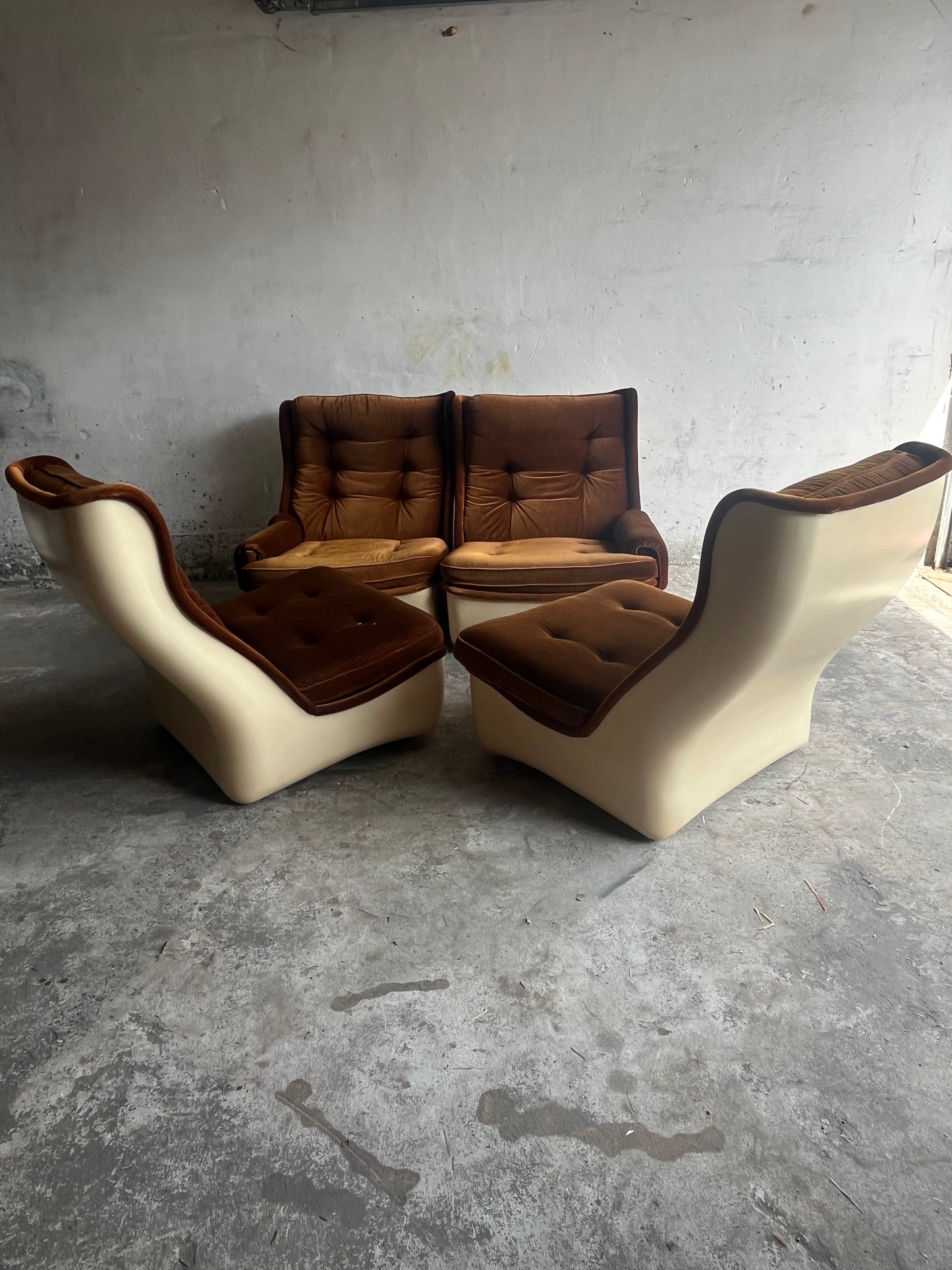 Airborne Modular 4-Seater Sofa in Brown Velvet, 1970s