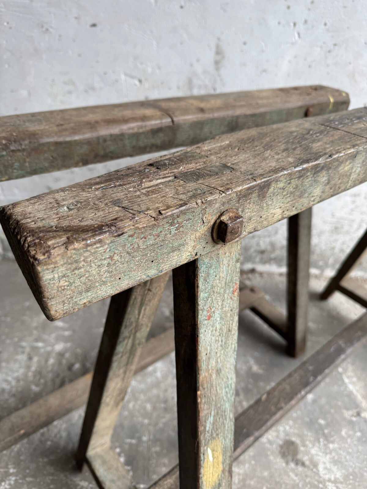 Set of 2 industrial wooden trestles – 1940s
