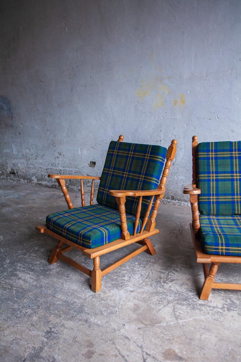 3-zitsbank van Guillerme et Chambron in ruitpatroon