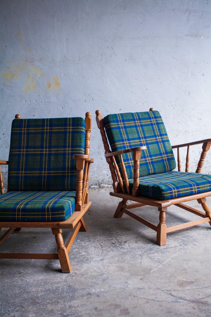 3-zitsbank van Guillerme et Chambron in ruitpatroon