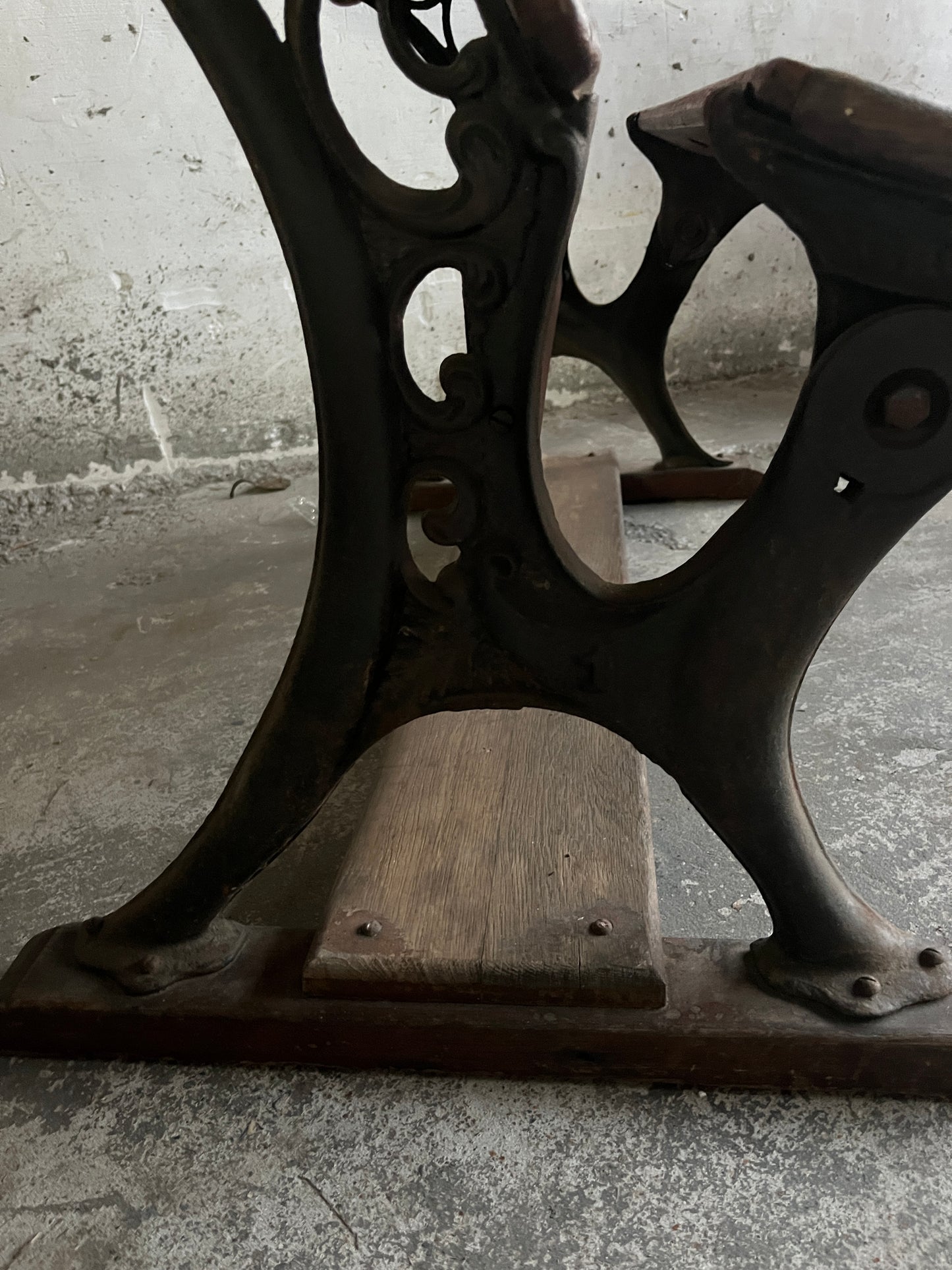 Early 20th-Century Double School Desk with Cast Iron Frame