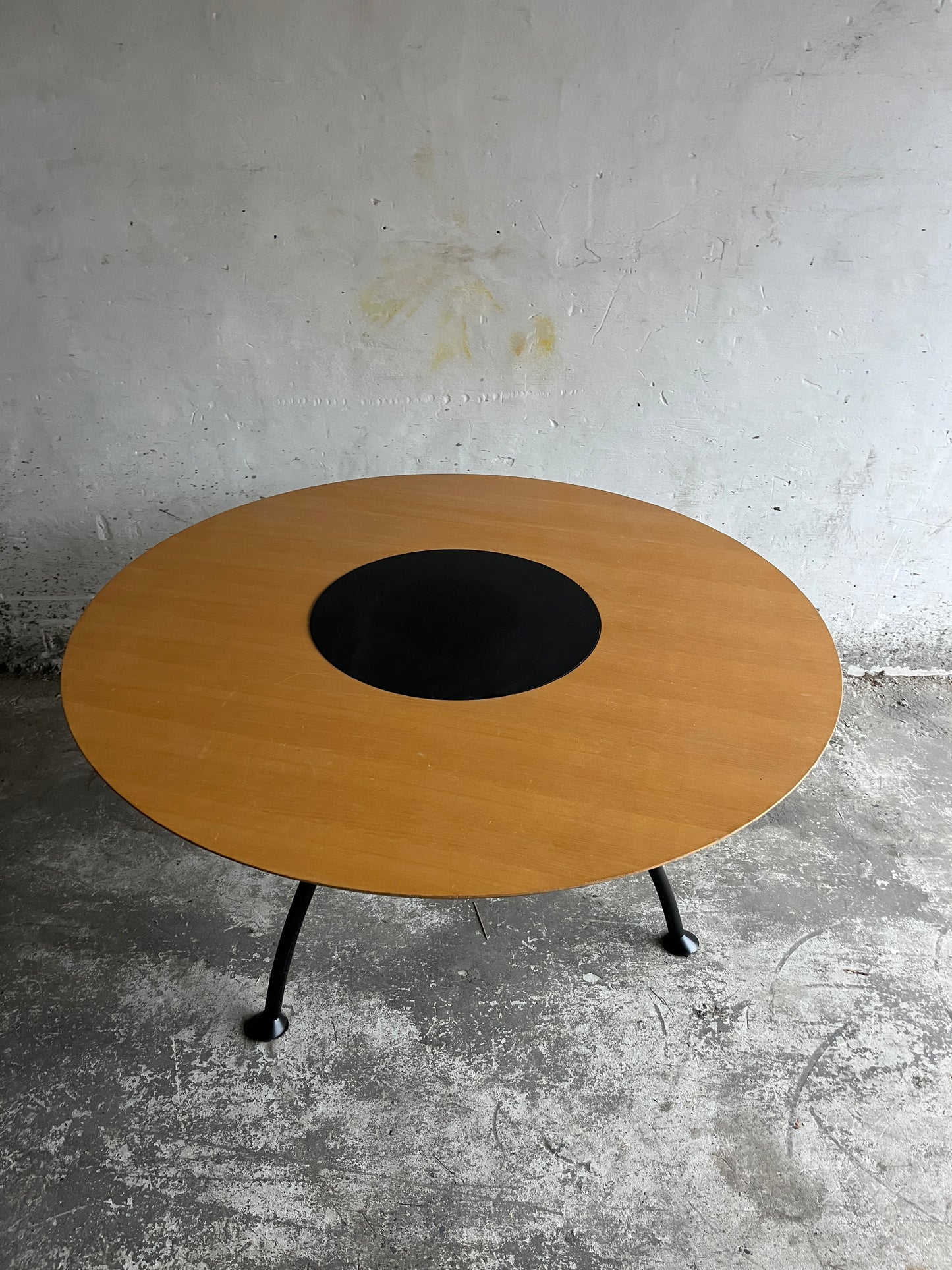 Round Dining Table with Rotating Black Center Disc