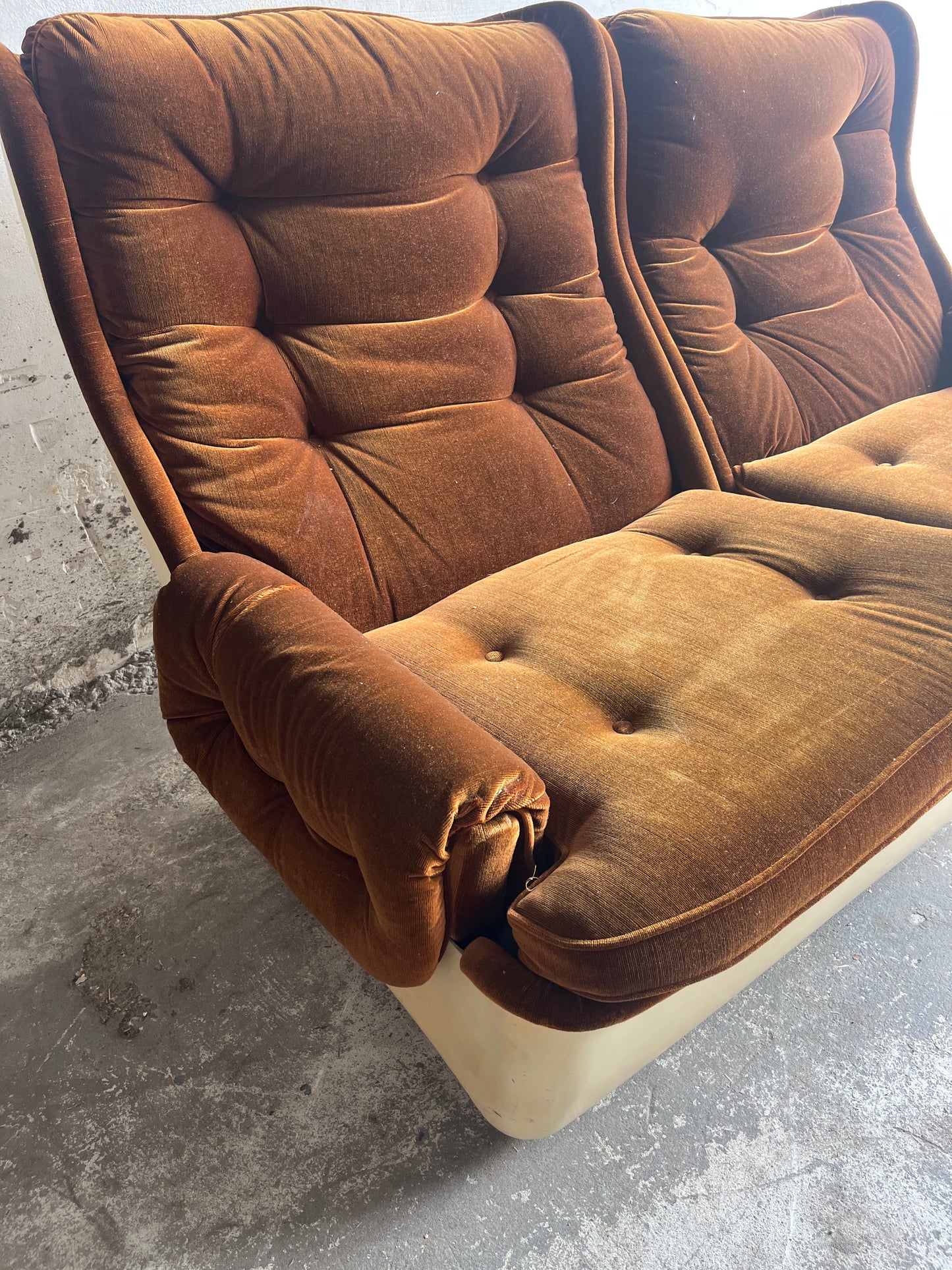 Airborne Modular 4-Seater Sofa in Brown Velvet, 1970s
