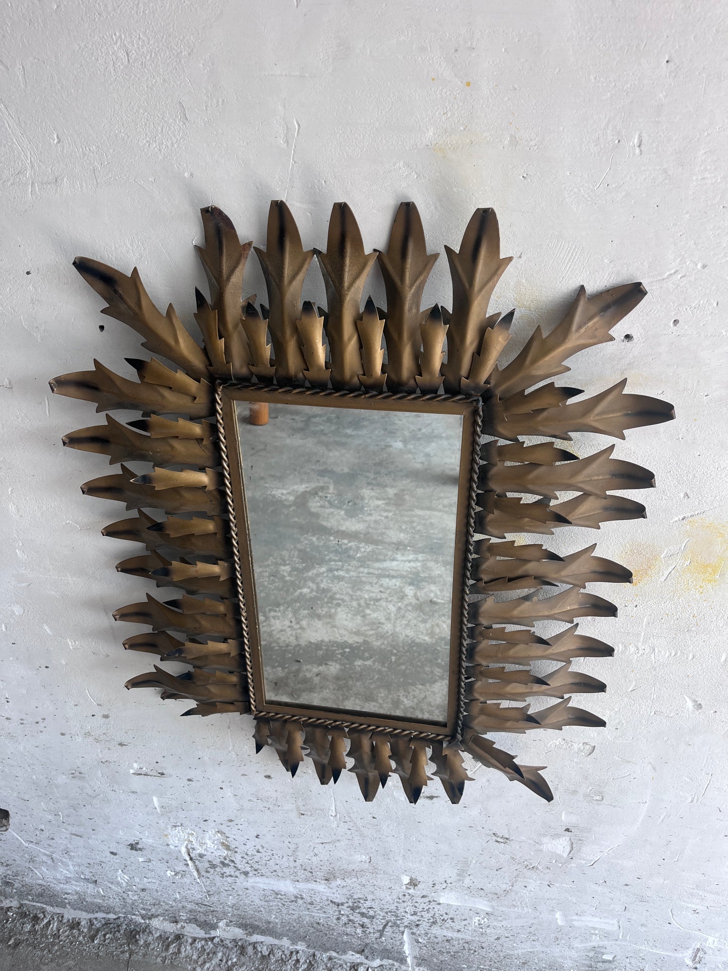 Brutalist Wrought Iron Sunburst Mirror, 1960s