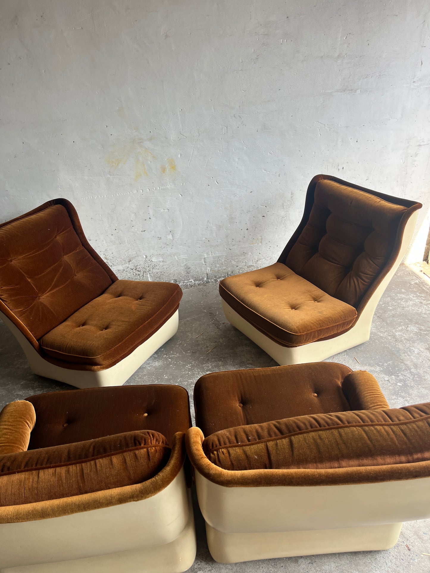 Airborne Modular 4-Seater Sofa in Brown Velvet, 1970s