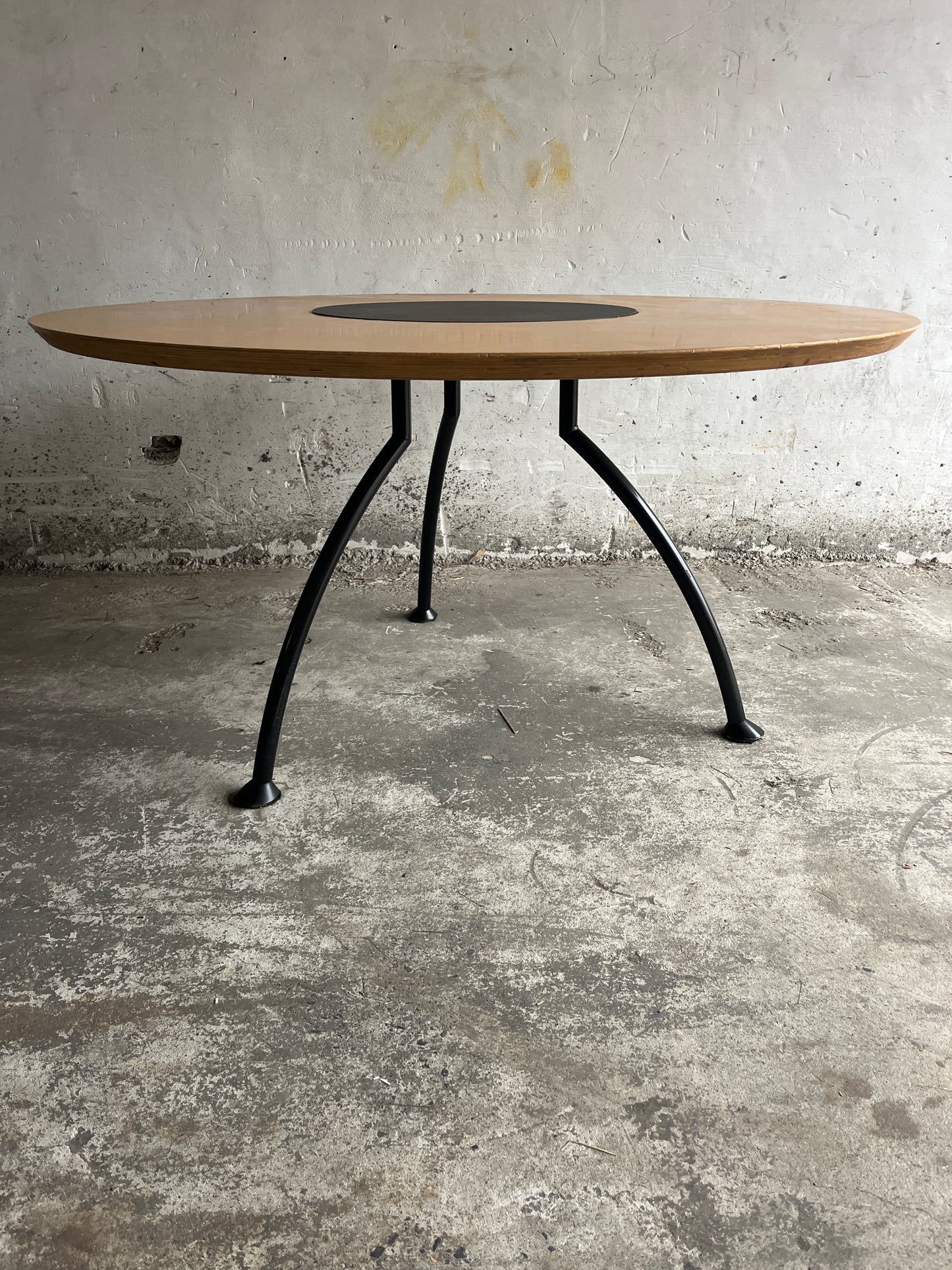 Round Dining Table with Rotating Black Center Disc