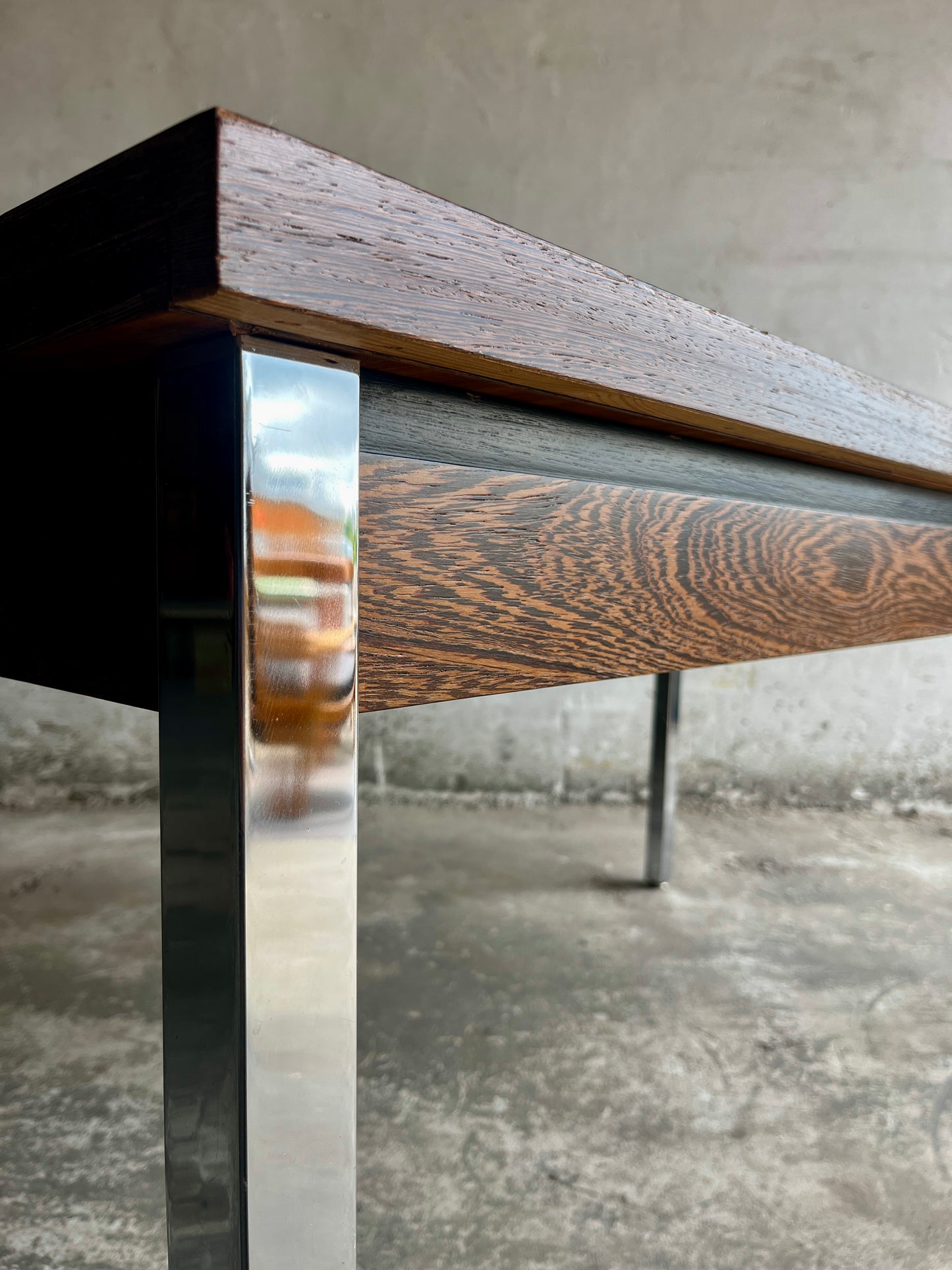 Mid-Century Belgian Dining Table with Chrome Legs