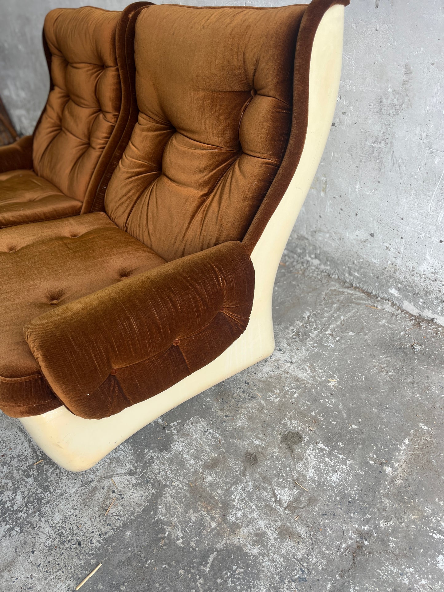 Airborne Modular 4-Seater Sofa in Brown Velvet, 1970s