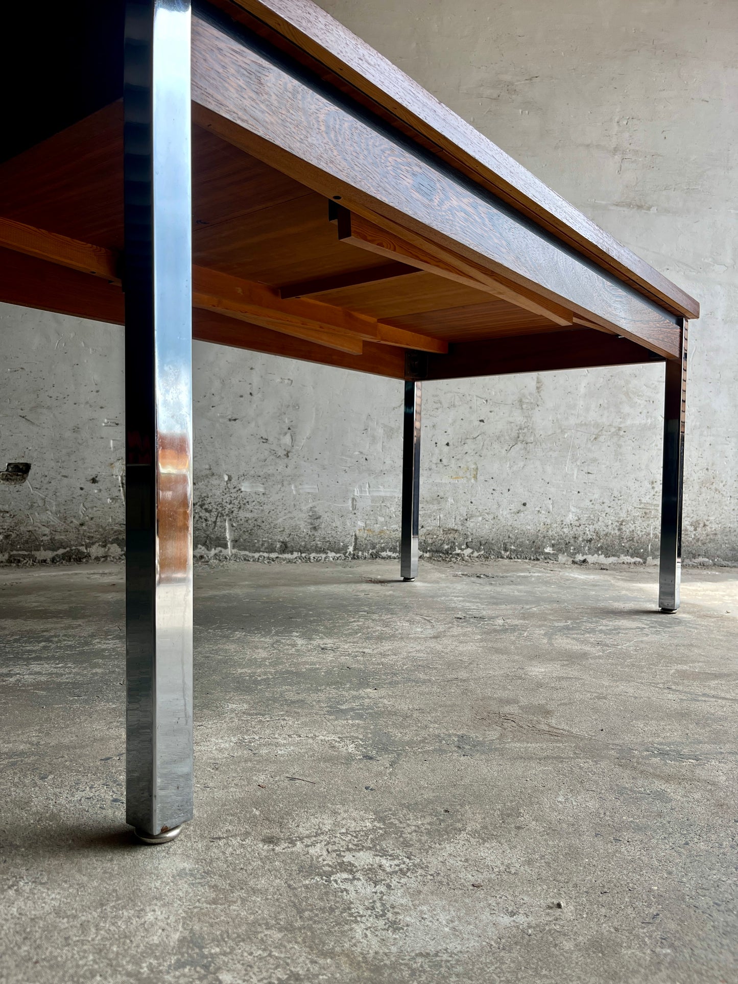 Mid-Century Belgian Dining Table with Chrome Legs