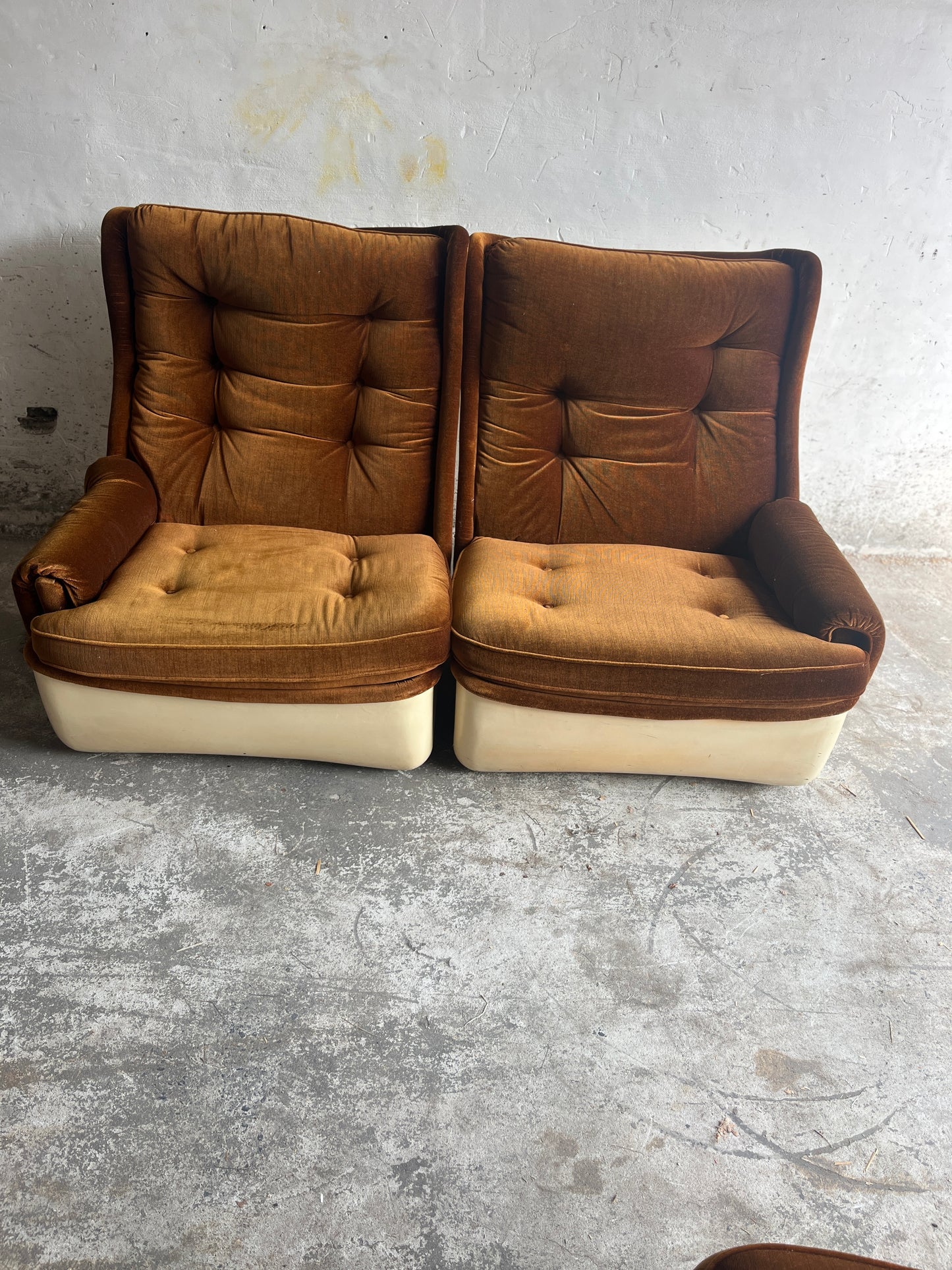 Airborne Modular 4-Seater Sofa in Brown Velvet, 1970s