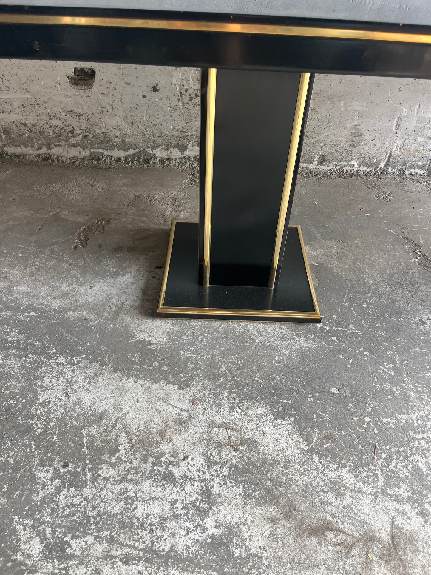 Black Lacquer and Brass Dining Table – 1970s