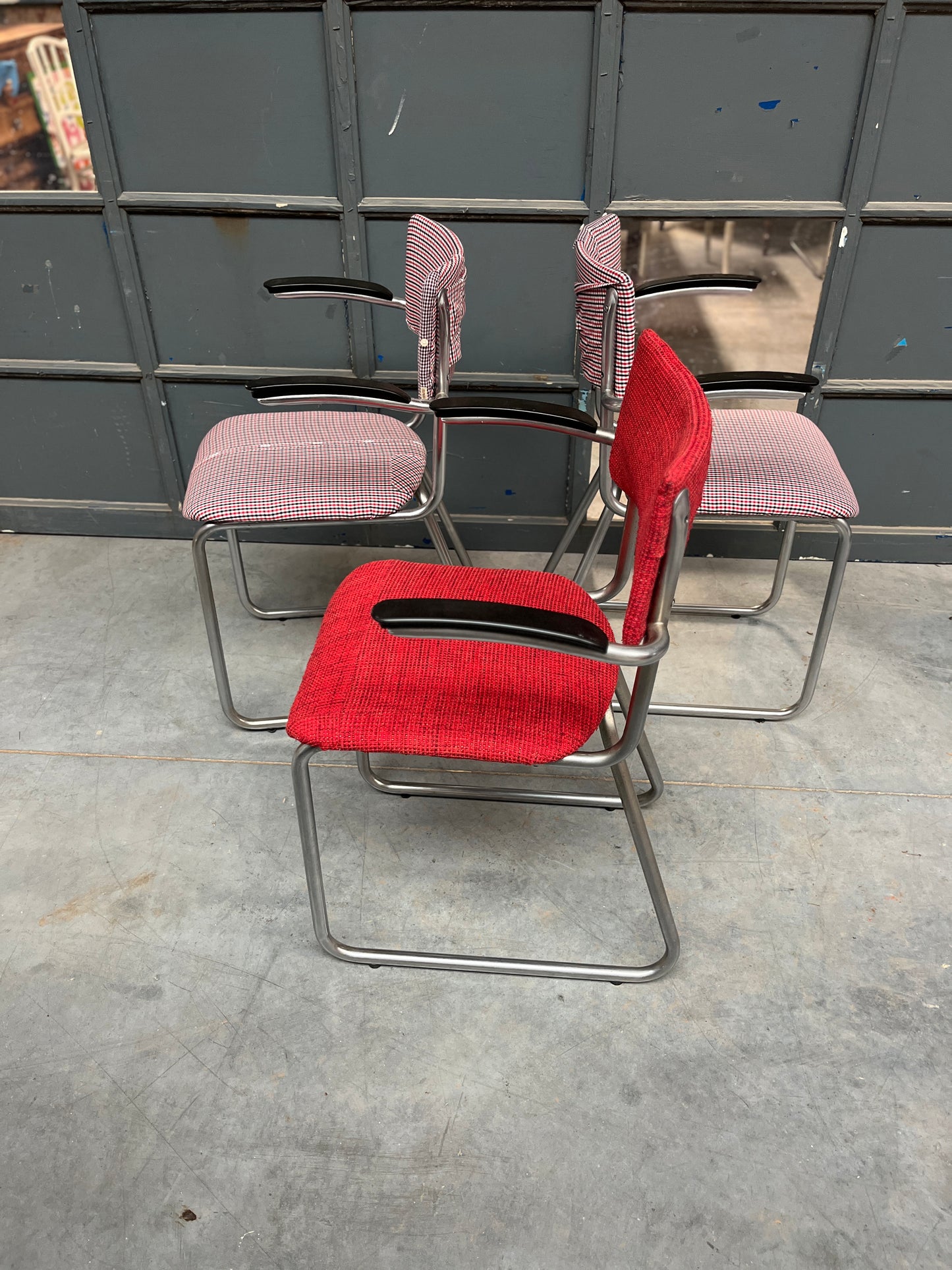 Set of 3 Reupholstered Vintage Cantilever Chairs