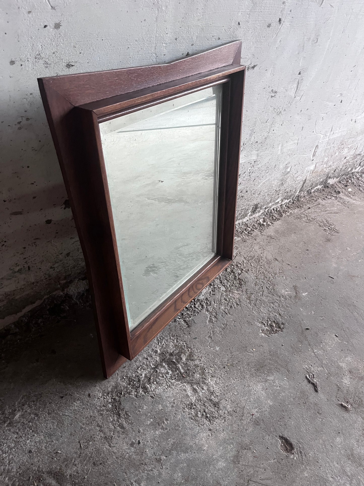 Sculptural Wooden Wall Mirror, 1960s