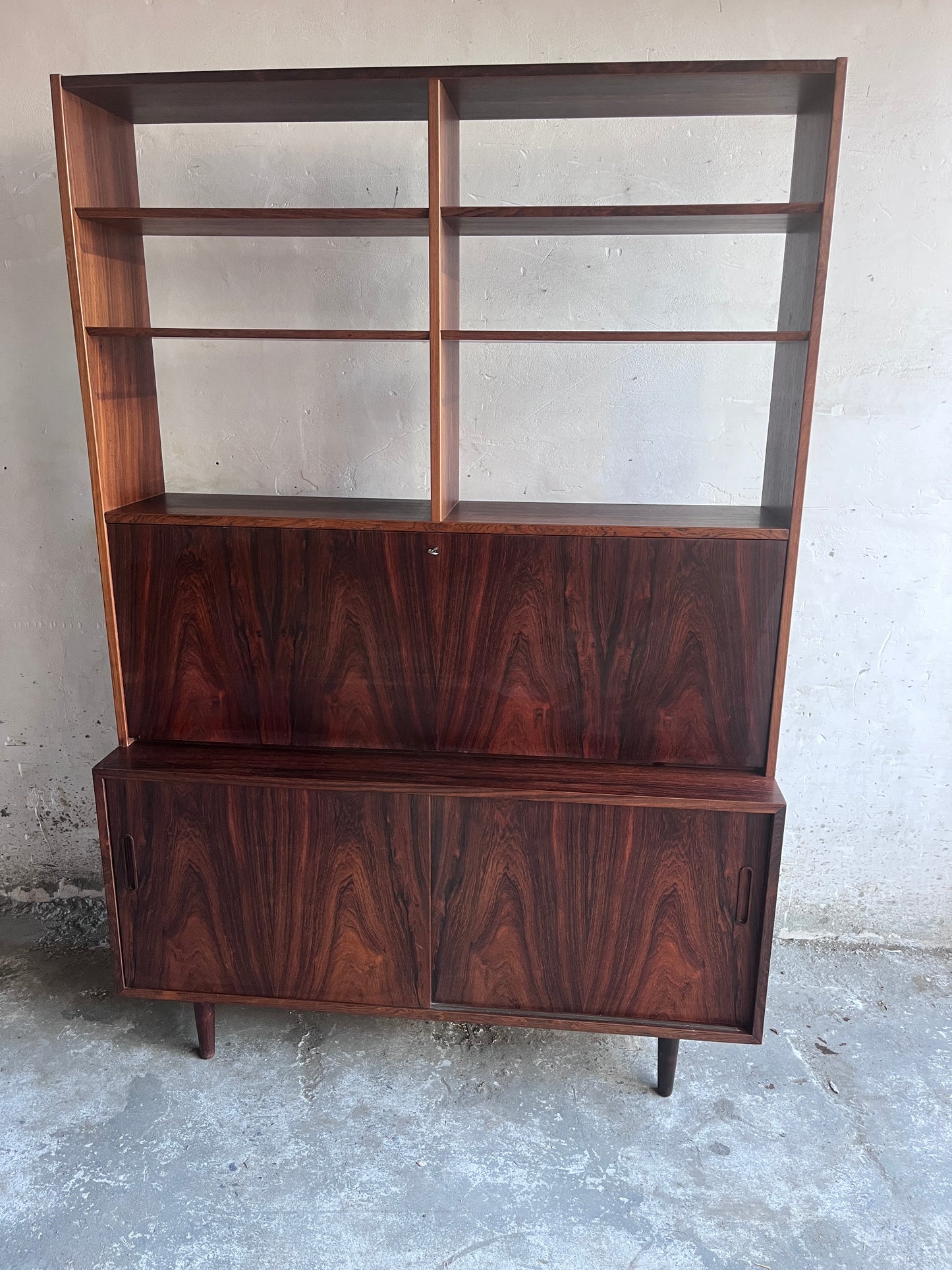 Rosewood Model HU-9 Secretary Bookcase by Poul Hundevad, Denmark, 1960s