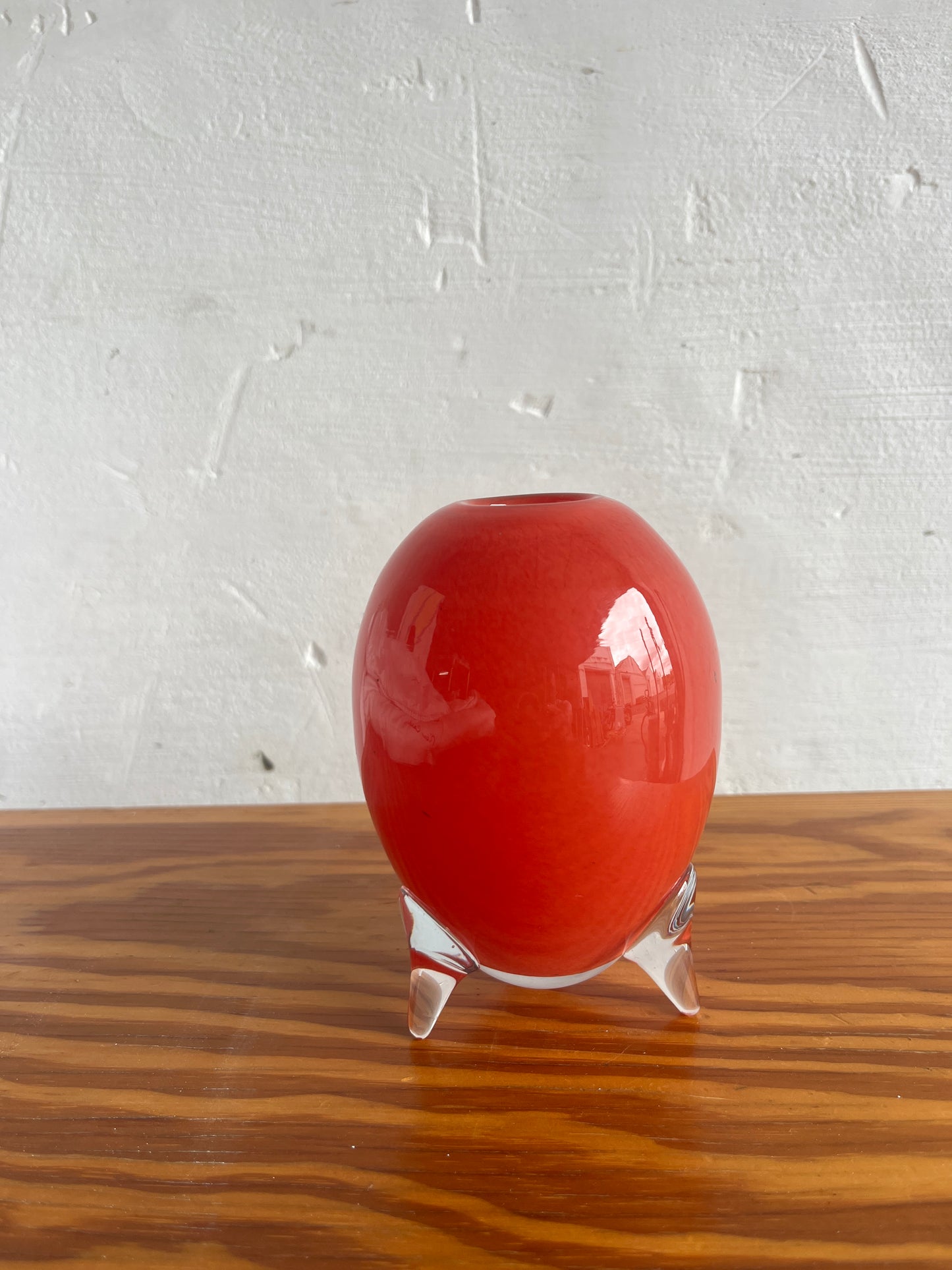 Murano Red Sommerso Art Glass Vase on Tripod Feet (1960s)