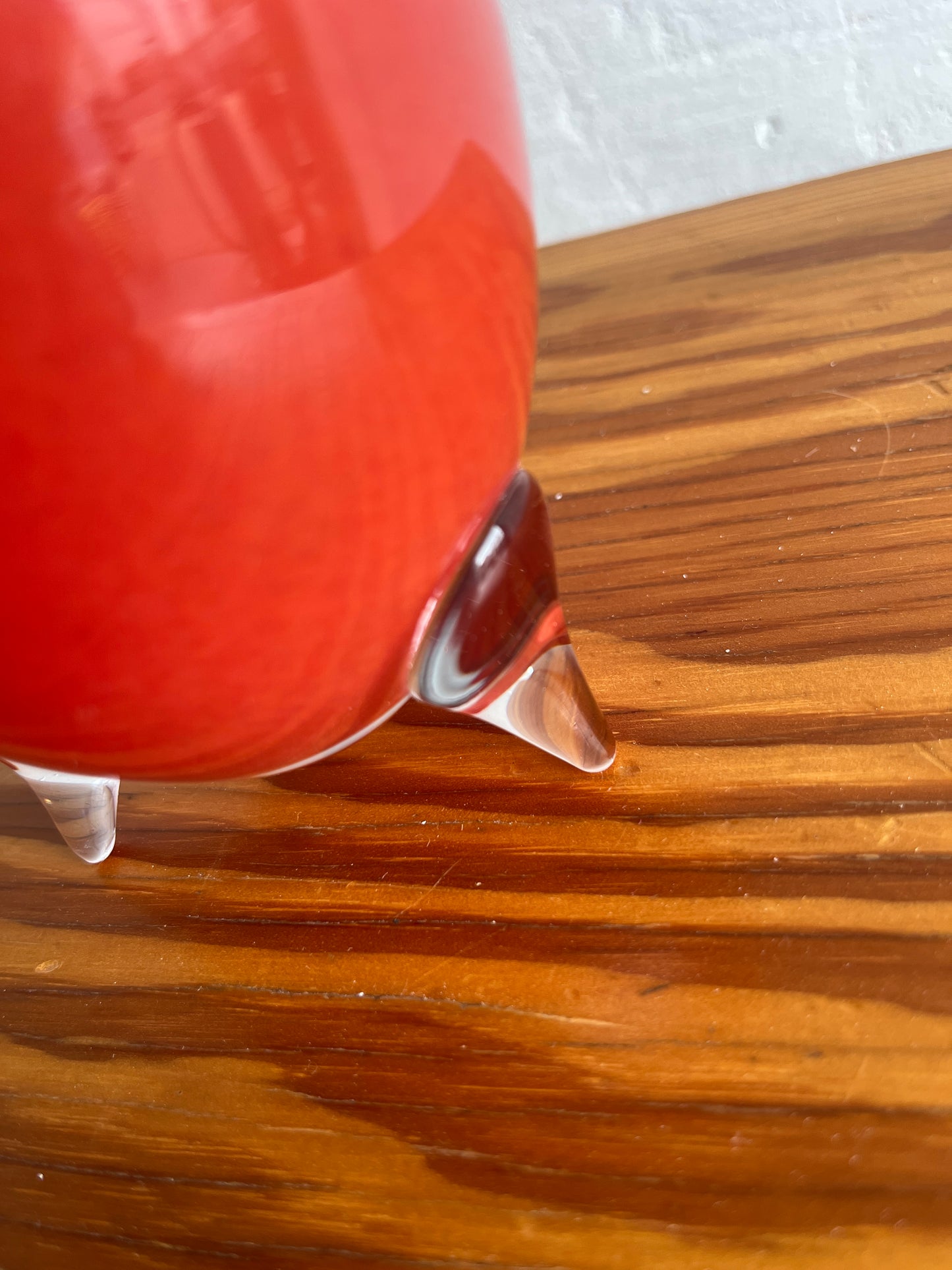 Murano Red Sommerso Art Glass Vase on Tripod Feet (1960s)