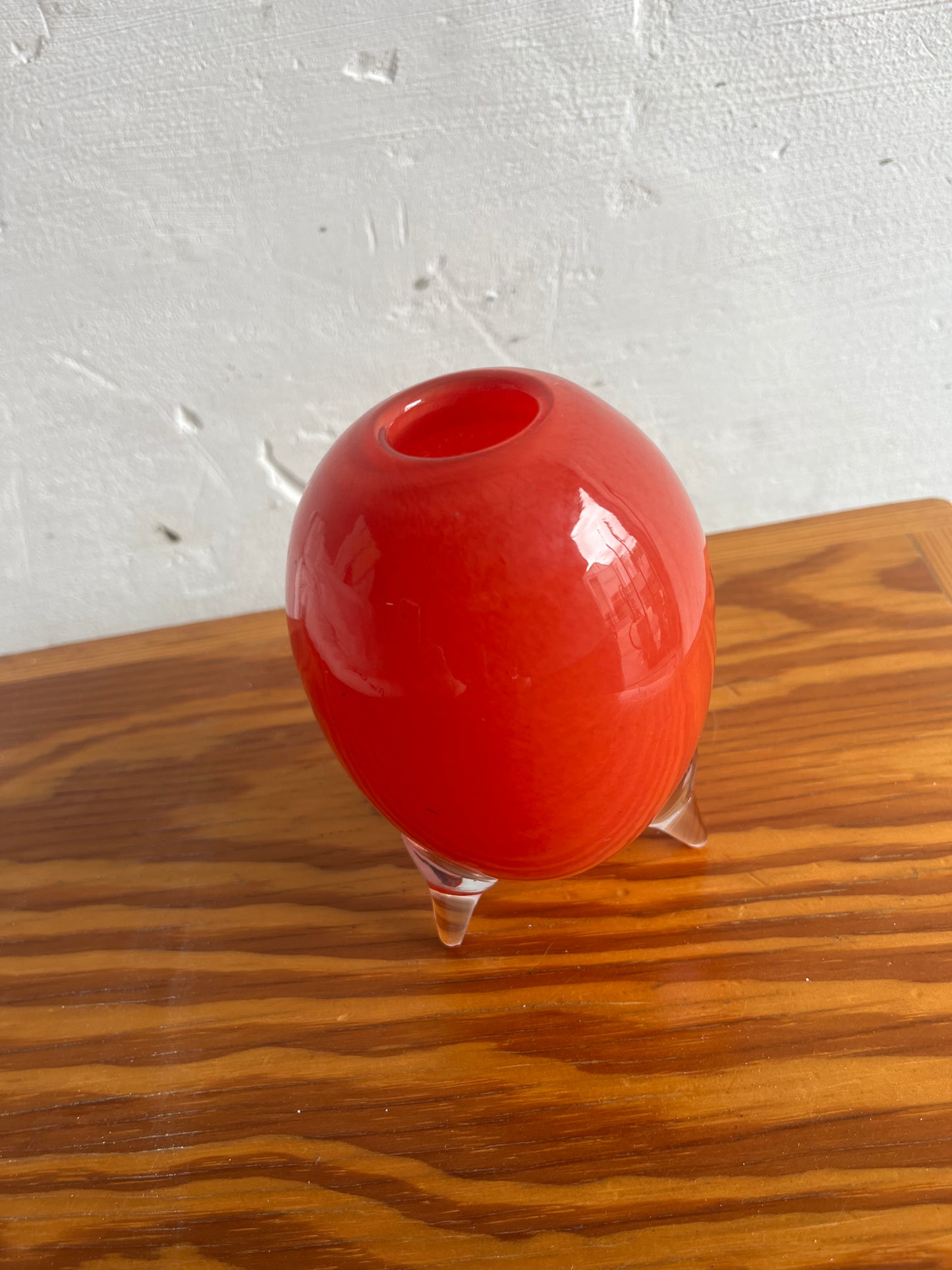 Murano Red Sommerso Art Glass Vase on Tripod Feet (1960s)