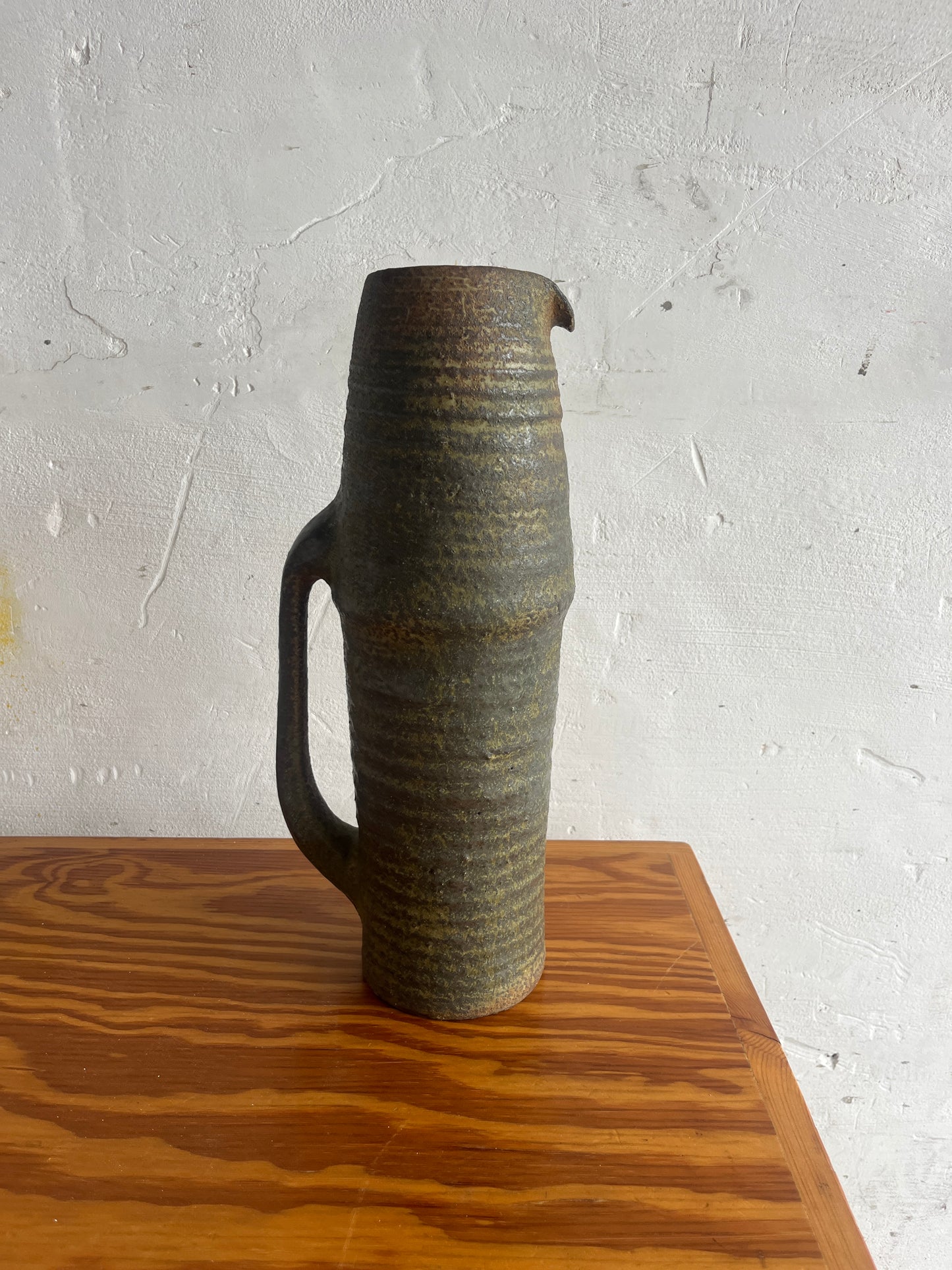 Brutalist Studio Pottery Pitcher by Ostend Ceramicist (1960s)