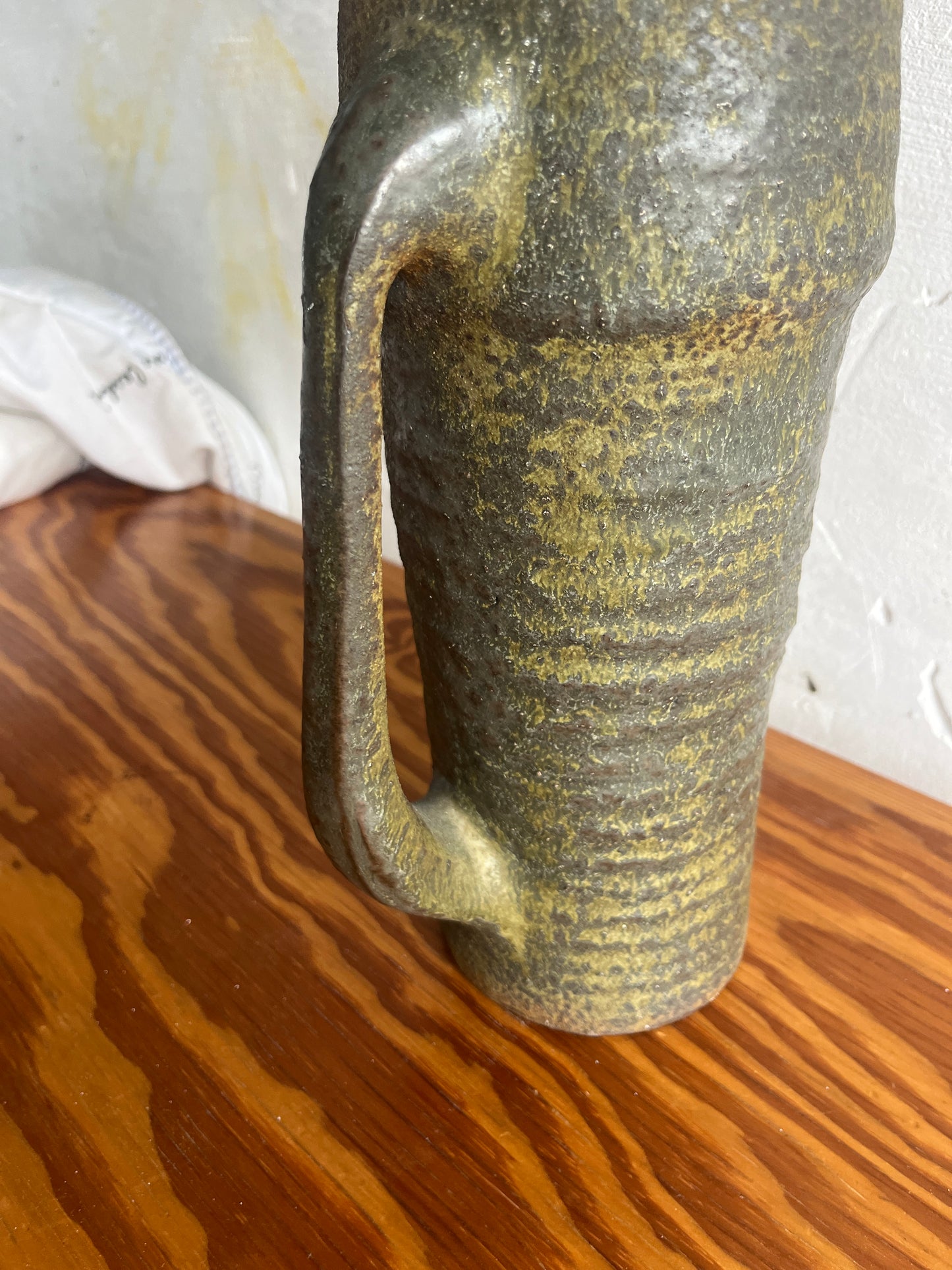 Brutalist Studio Pottery Pitcher by Ostend Ceramicist (1960s)