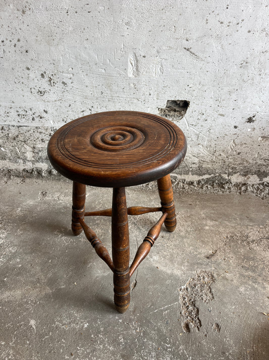 Turned Wood Stool – French Work Attributed to Charles Dudouyt, Circa 1950