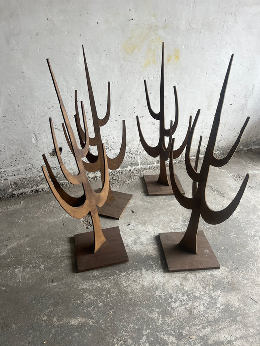 Set of 4 vintage plywood decorative stands