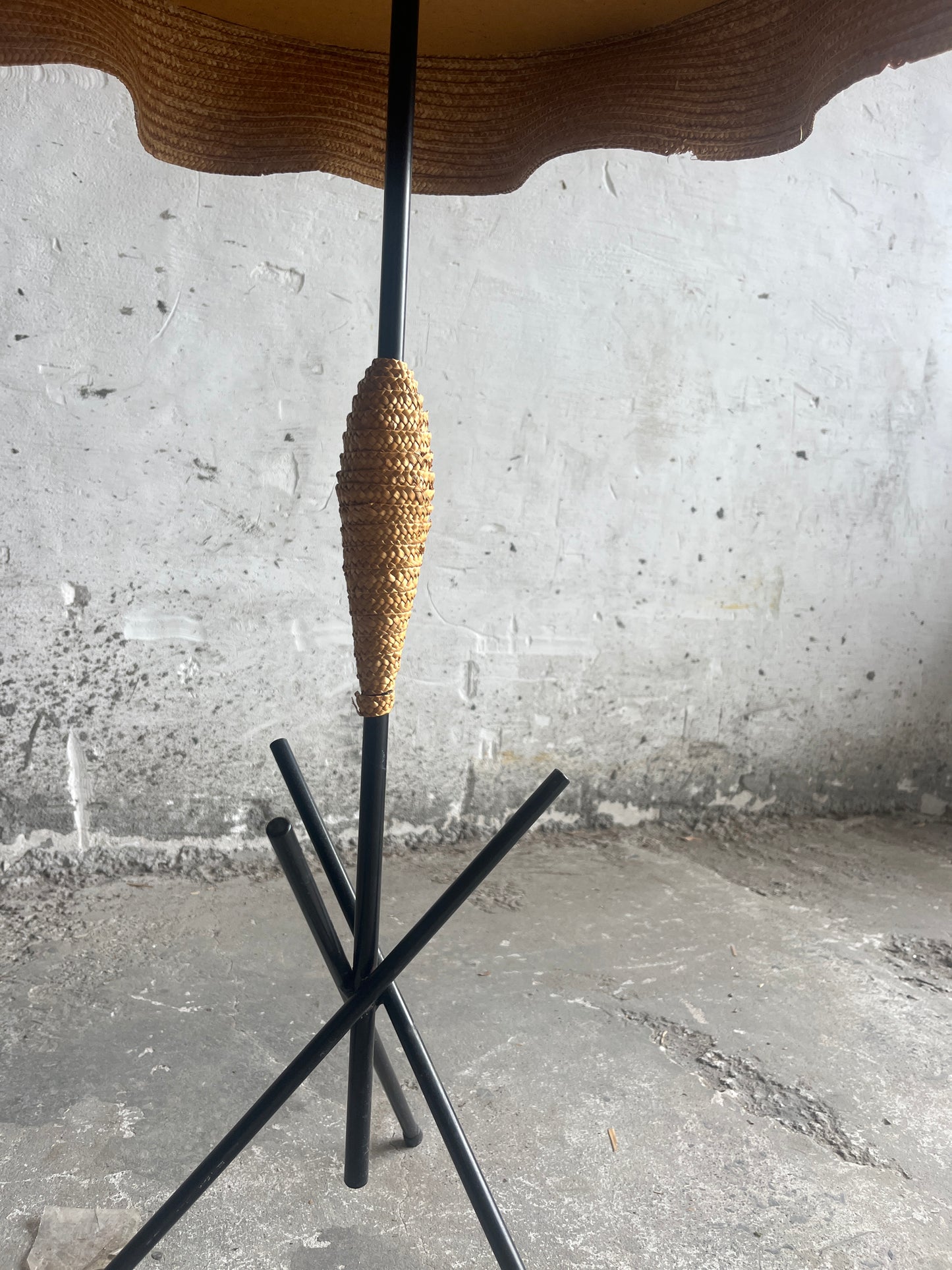 Set of 2 Vintage Italian Raffia Side Tables