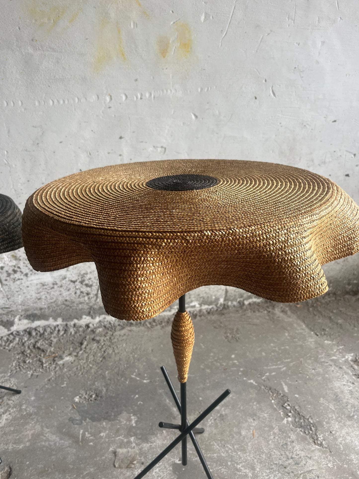 Set of 2 Vintage Italian Raffia Side Tables