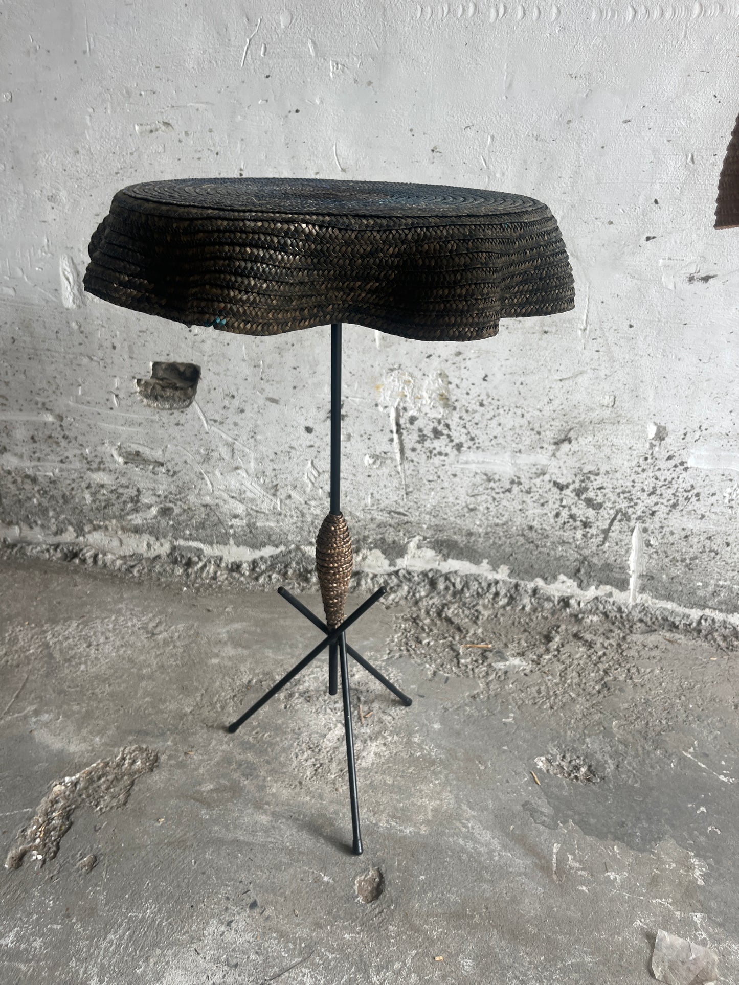 Set of 2 Vintage Italian Raffia Side Tables