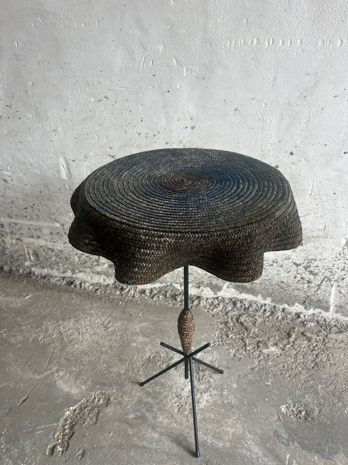 Set of 2 Vintage Italian Raffia Side Tables