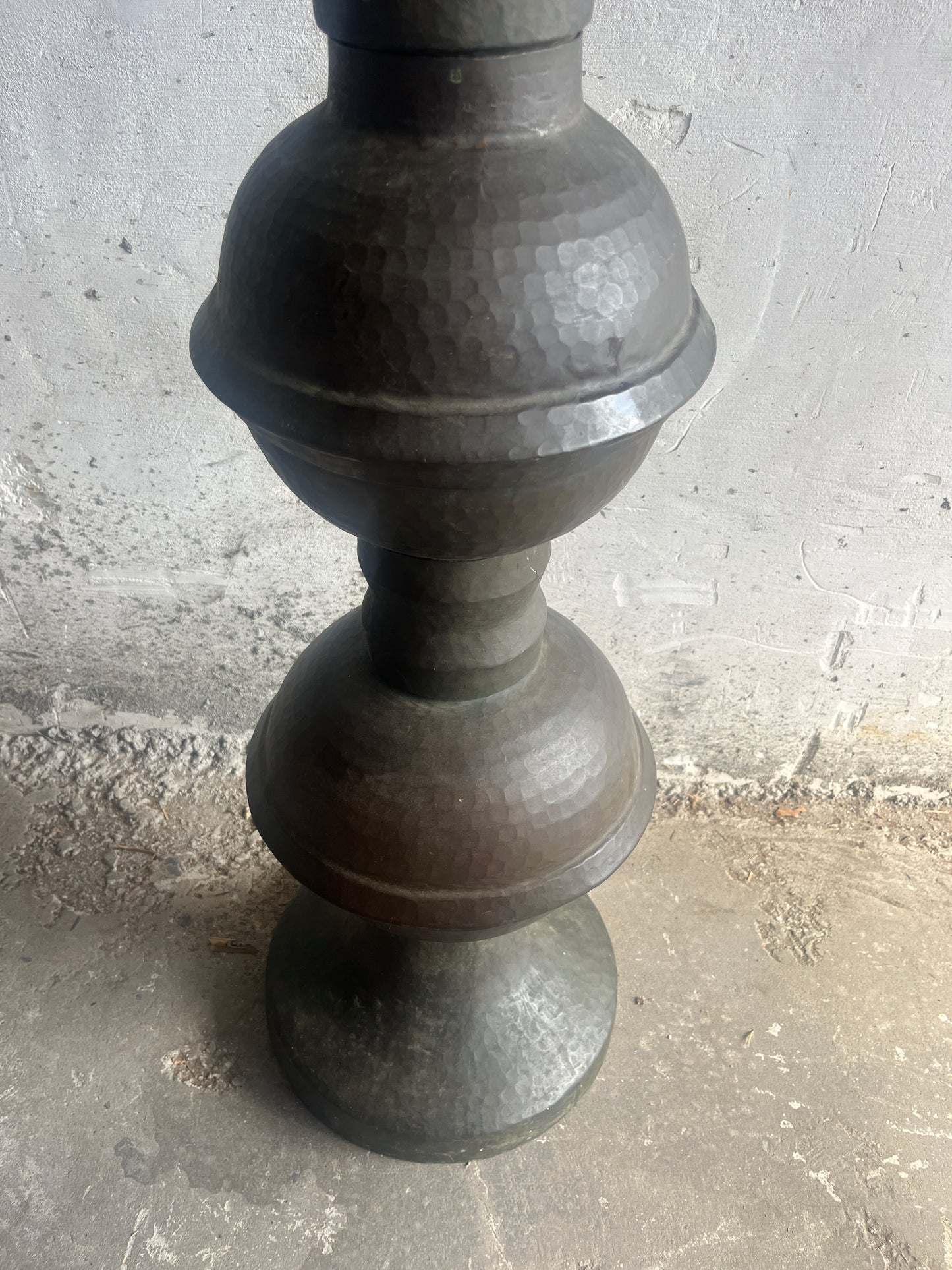 Hammered Copper Totem Sculpture, 127cm