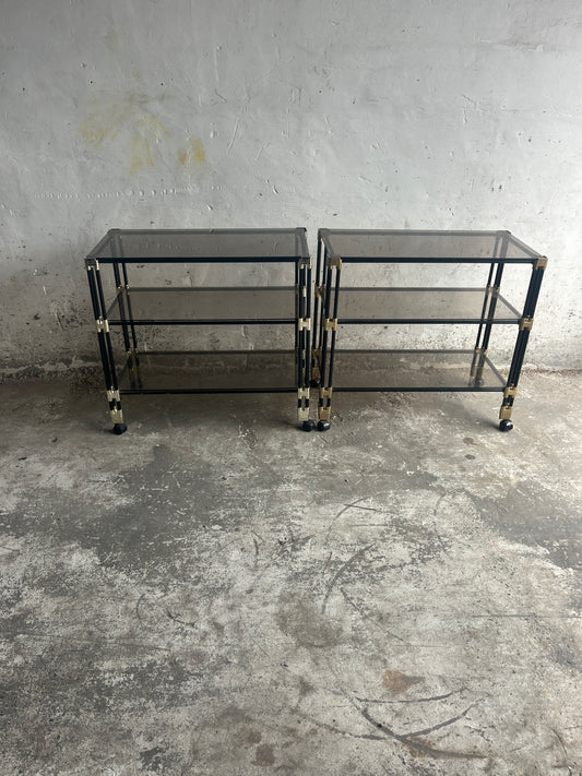 Vintage 1980s Side Table / Bar Cart Trolley