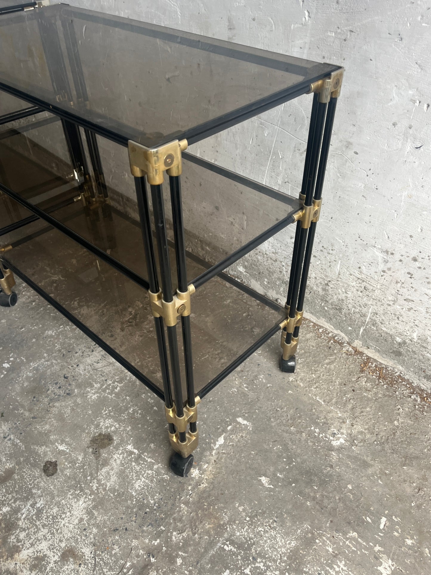 Vintage 1980s Side Table / Bar Cart Trolley