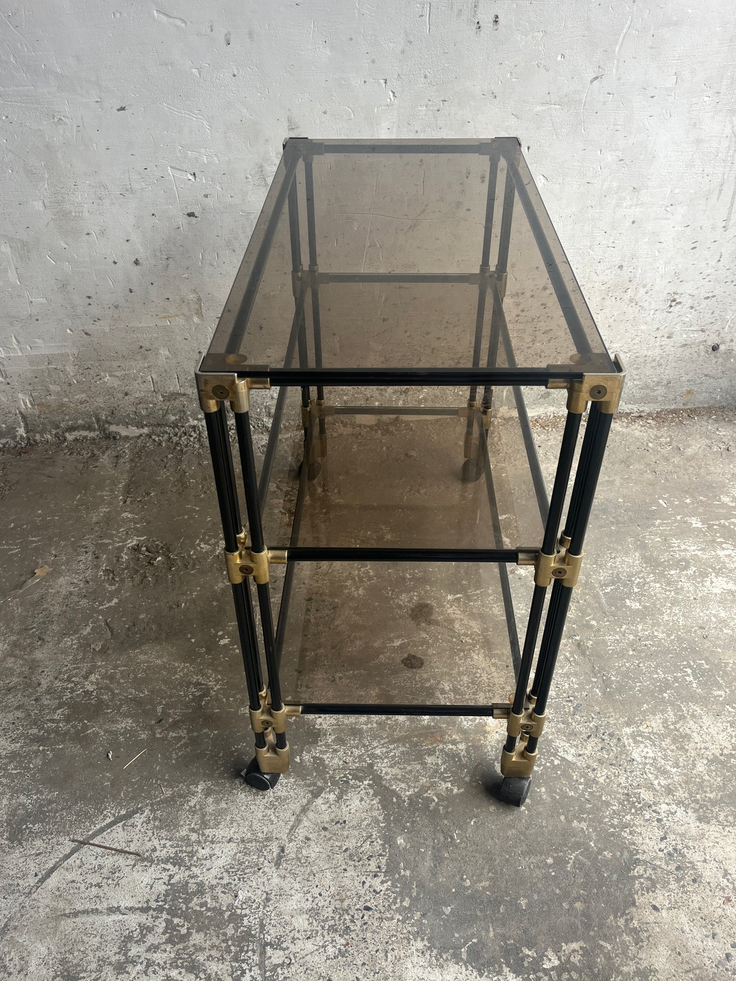 Vintage 1980s Side Table / Bar Cart Trolley