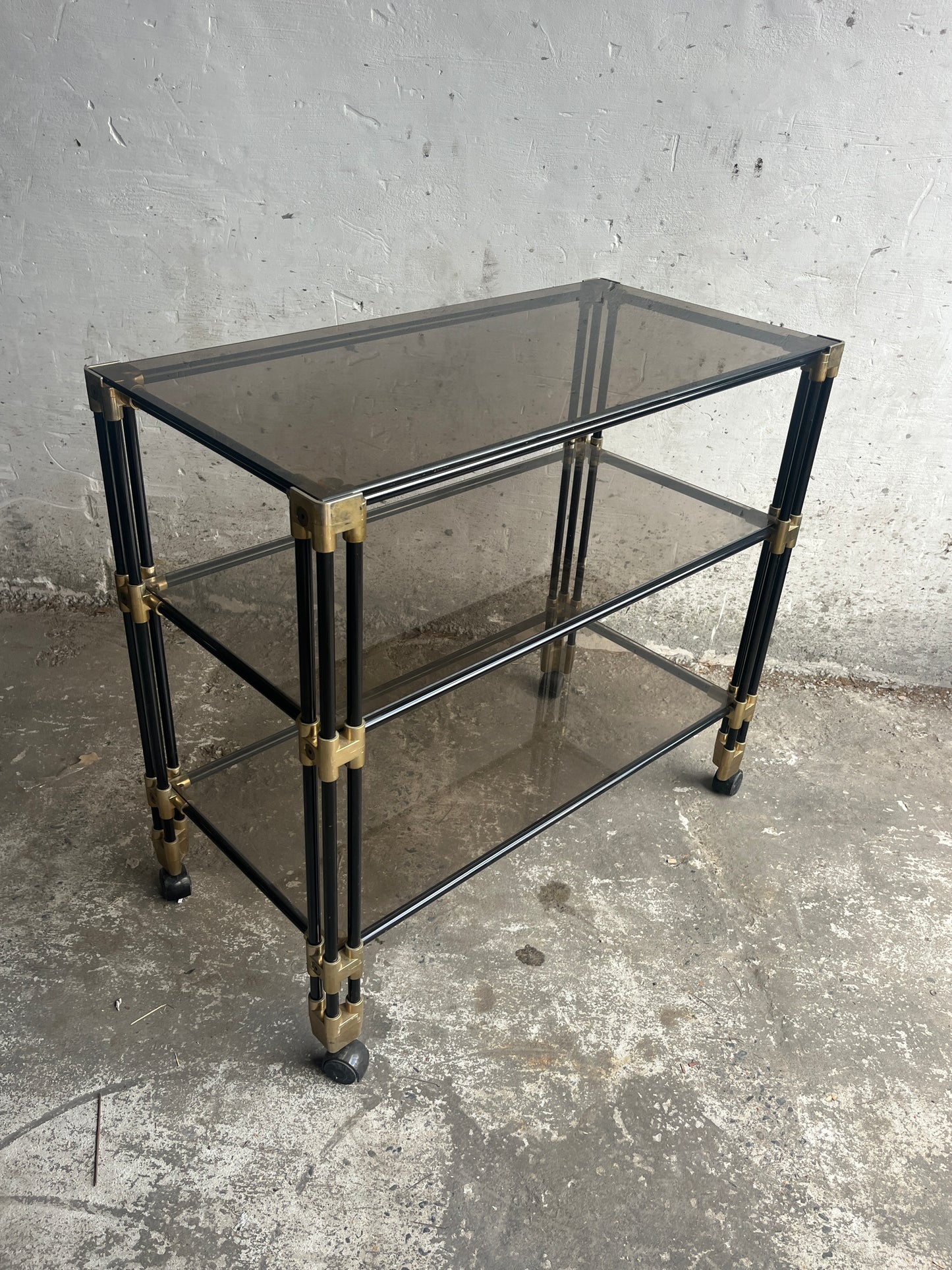 Vintage 1980s Side Table / Bar Cart Trolley