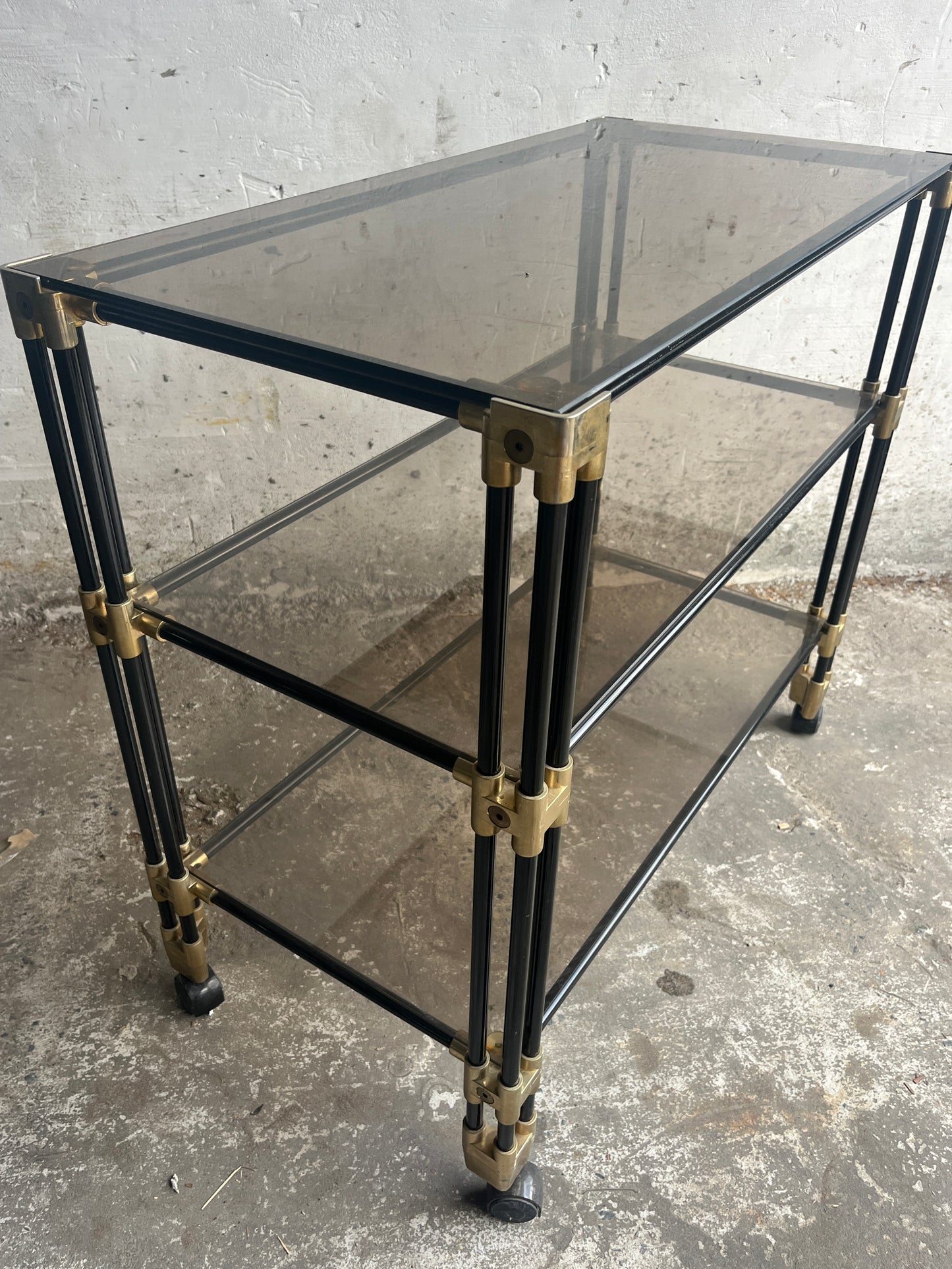 Vintage 1980s Side Table / Bar Cart Trolley