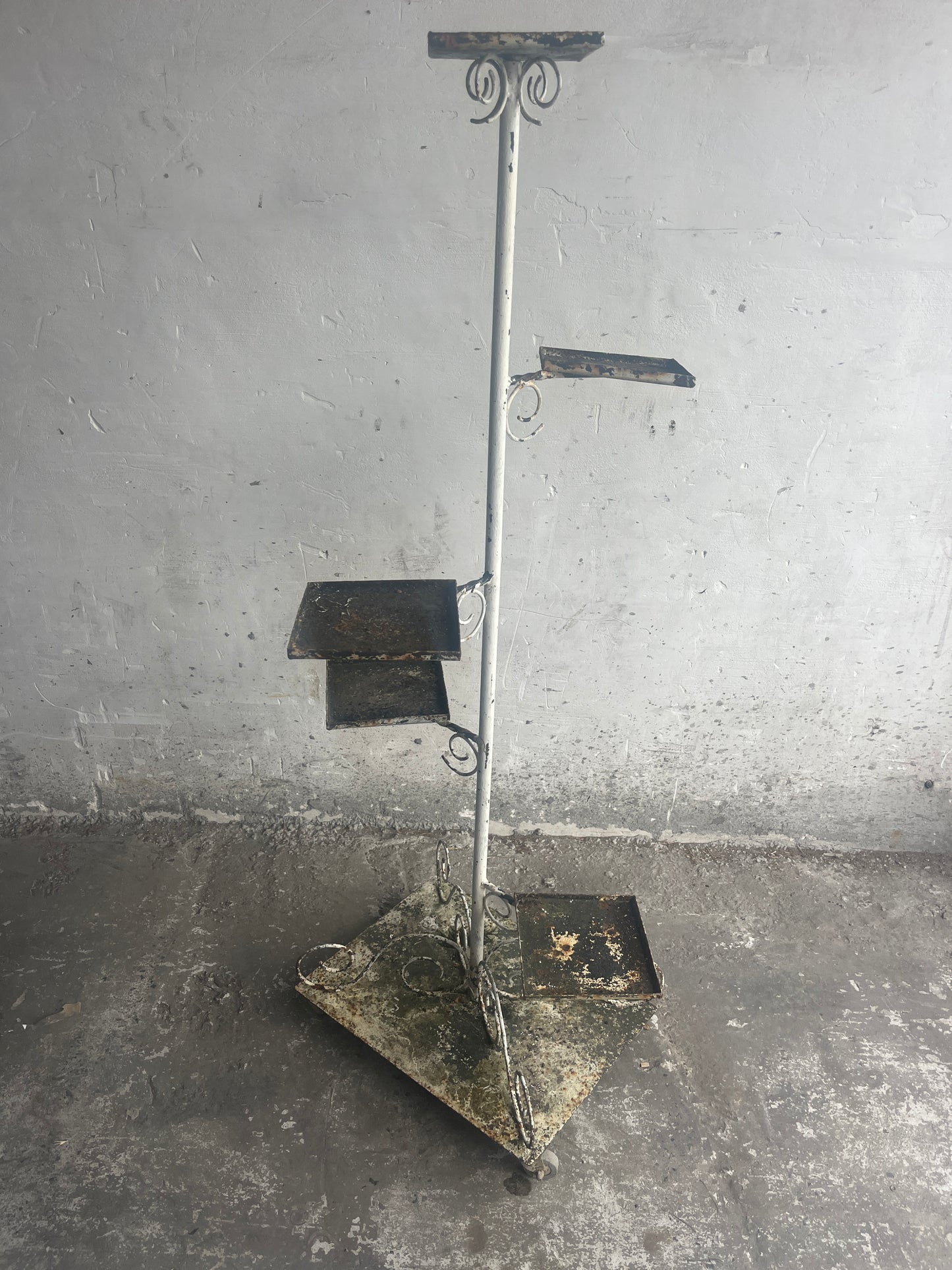 Vintage Metal Plant Stand on Wheels