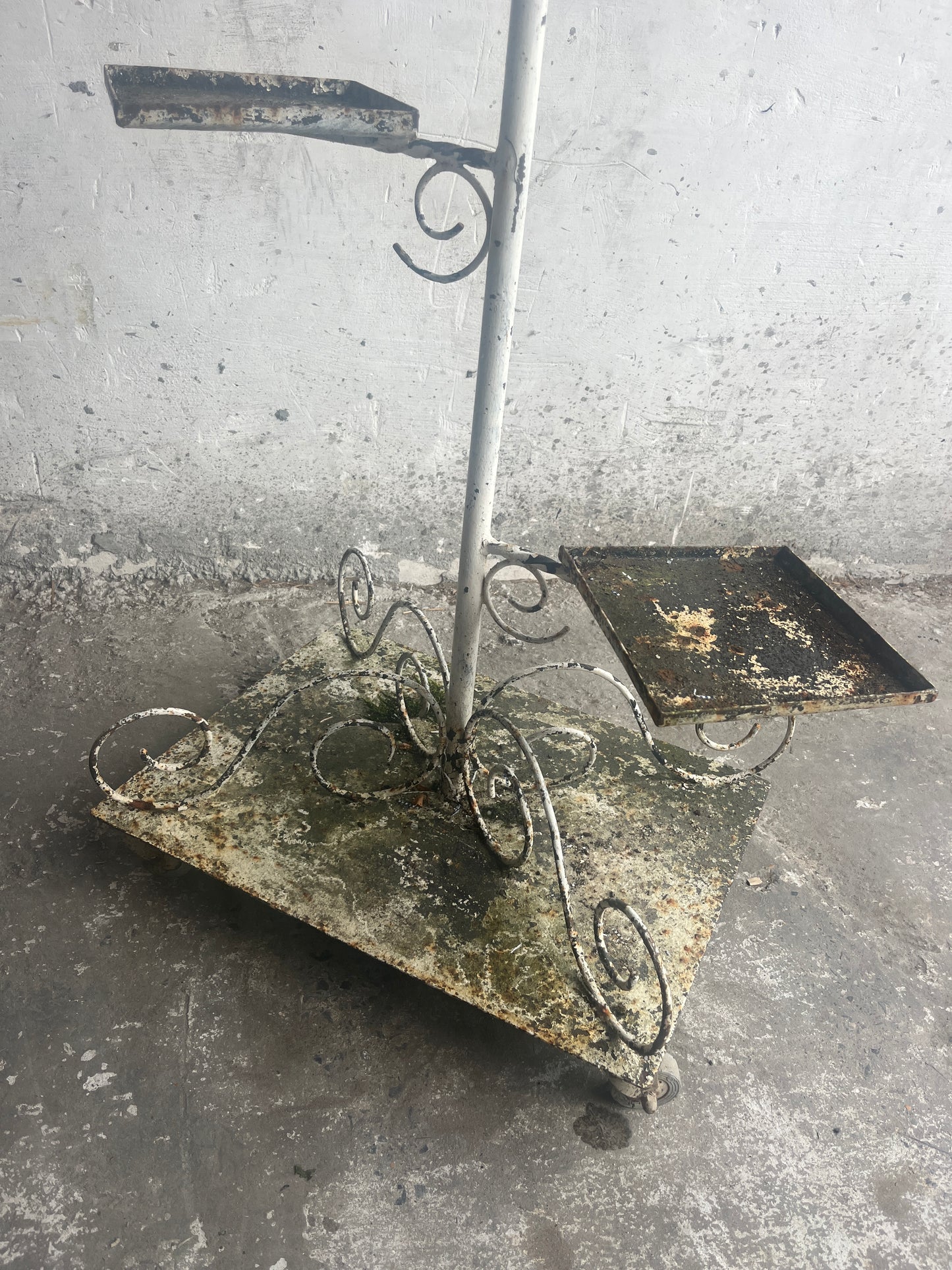 Vintage Metal Plant Stand on Wheels