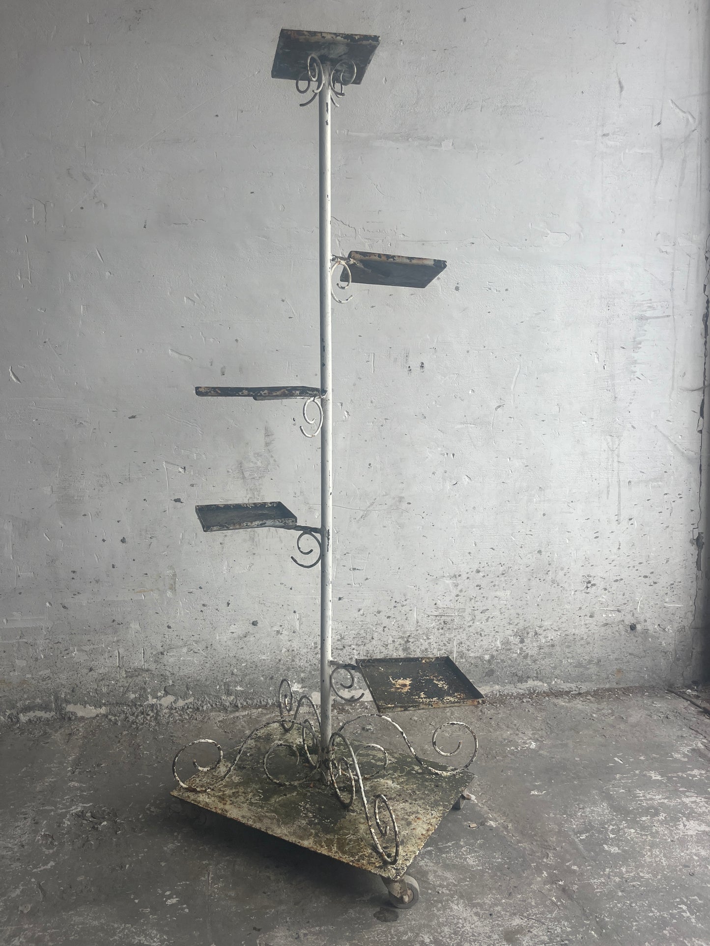 Vintage Metal Plant Stand on Wheels