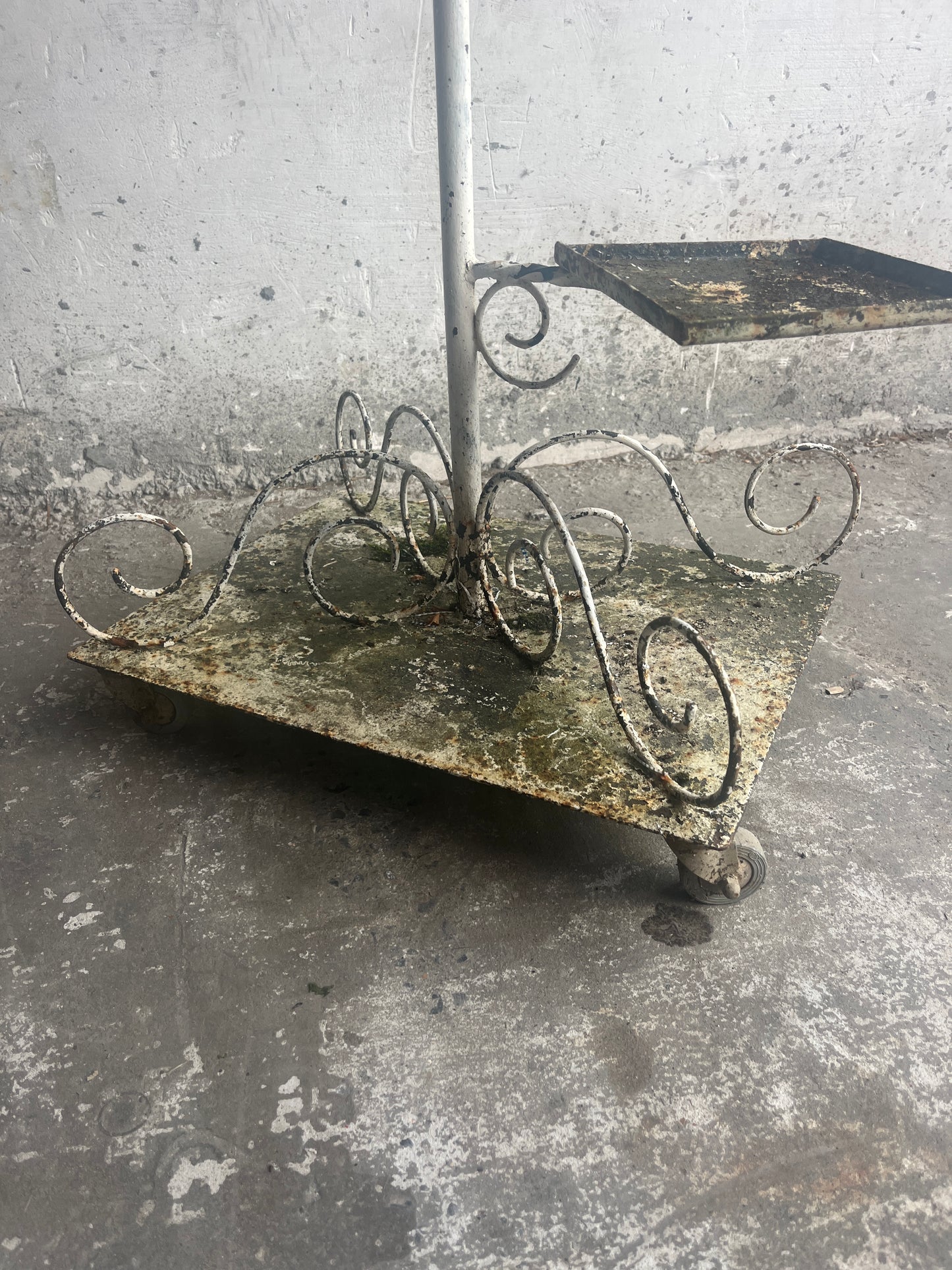 Vintage Metal Plant Stand on Wheels