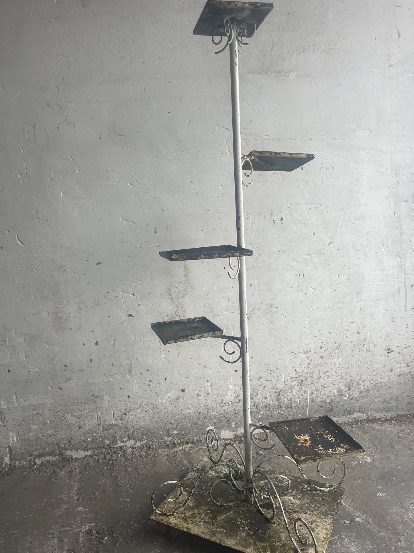 Vintage Metal Plant Stand on Wheels