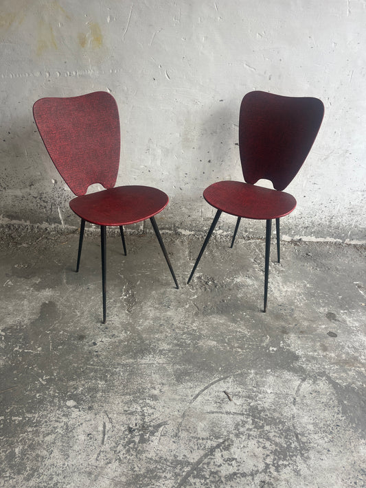 Pair of Mid-Century Red Dining Chairs