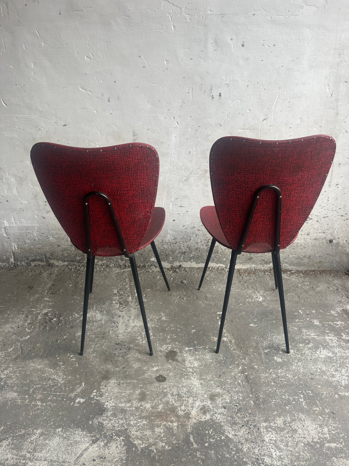 Pair of Mid-Century Red Dining Chairs
