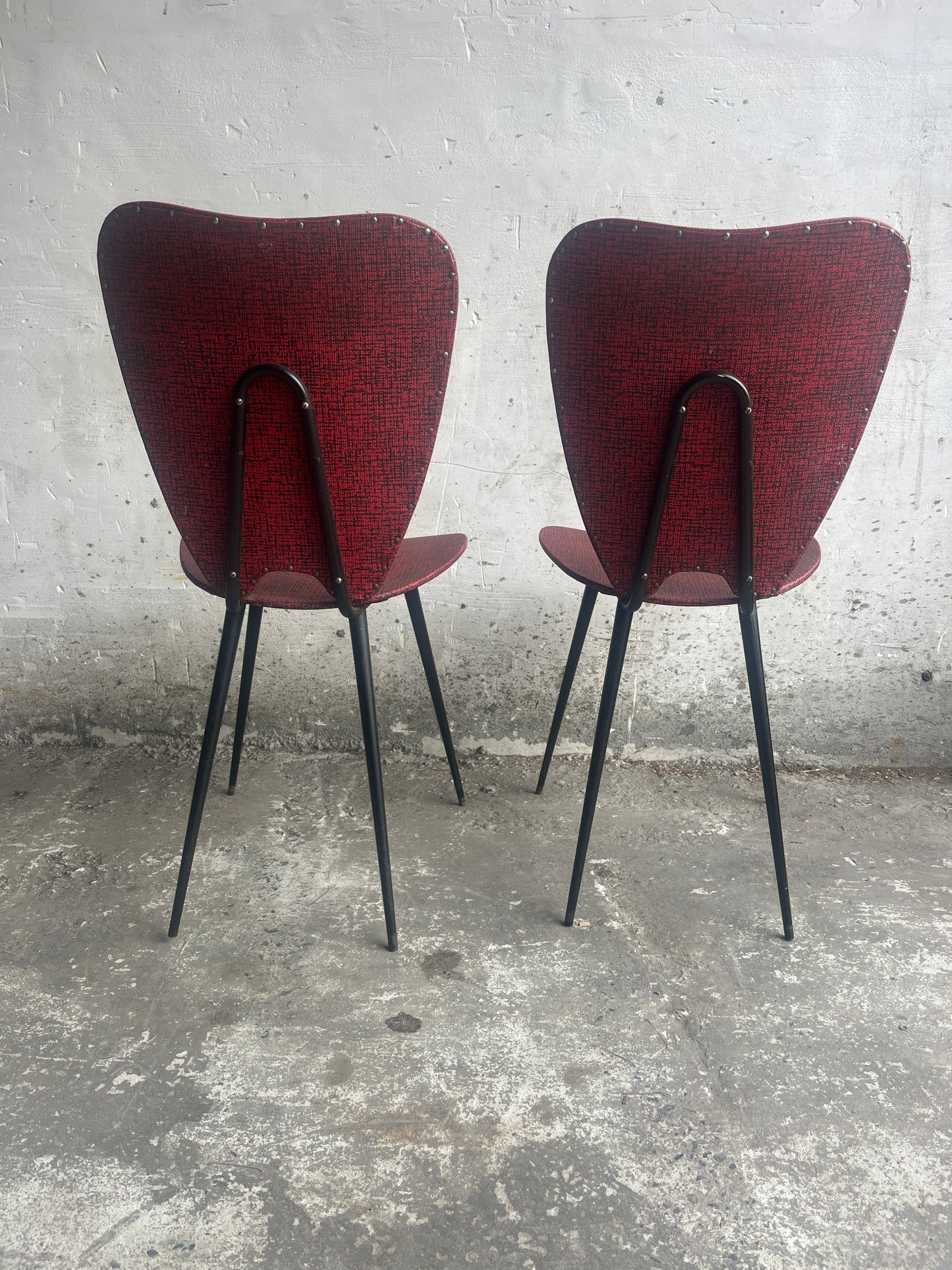 Pair of Mid-Century Red Dining Chairs