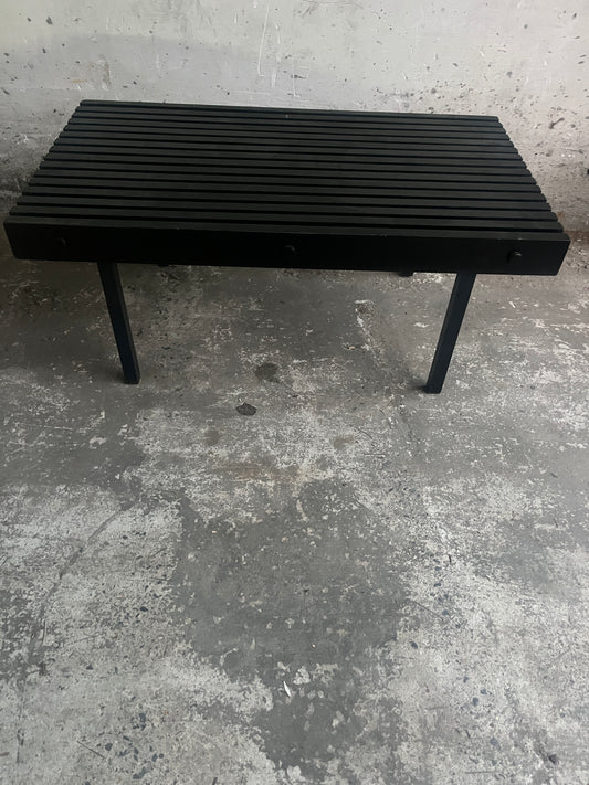 Slatted Black Wooden Bench / Coffee Table