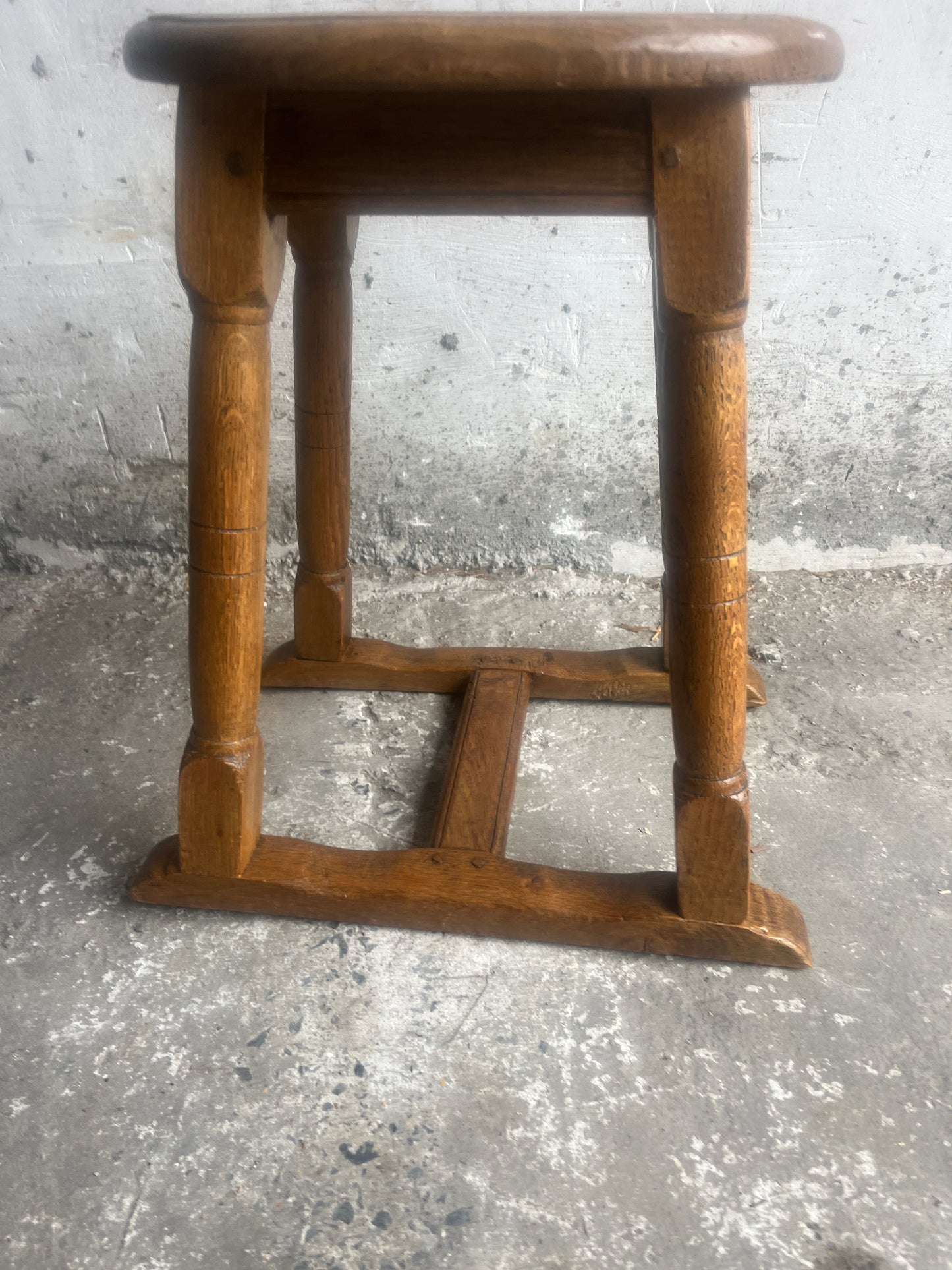Pair of Rustic Oak Stools, 1930s