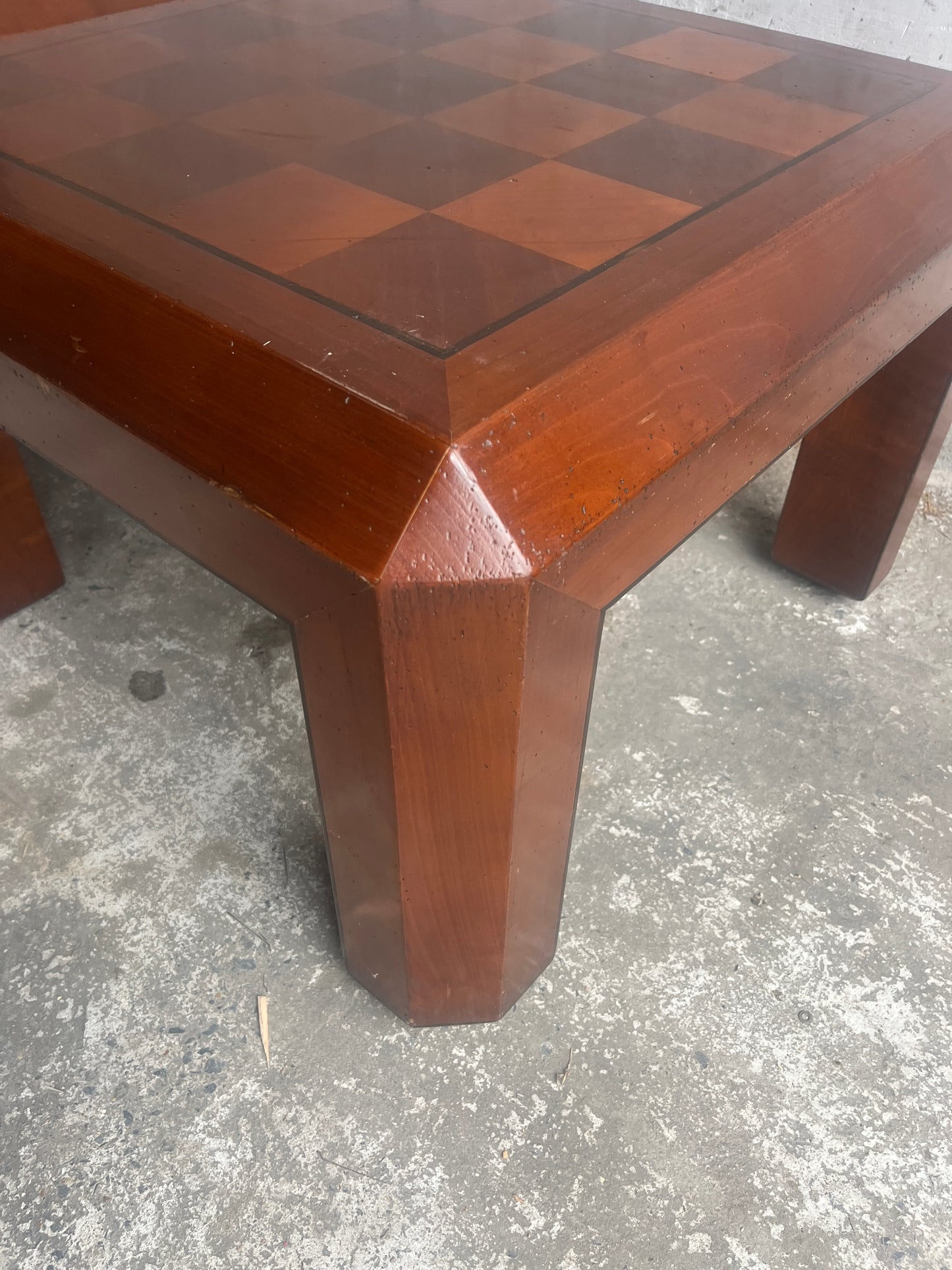 Pair of Checkered Parquet Side Tables – 1970s