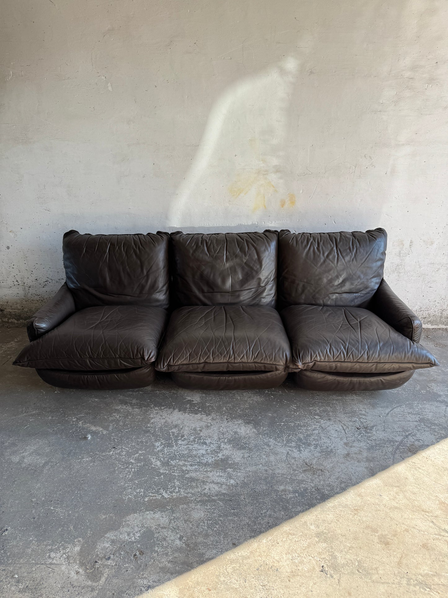 Vintage modulaire zetel in donkerbruin leder (4 modules)
