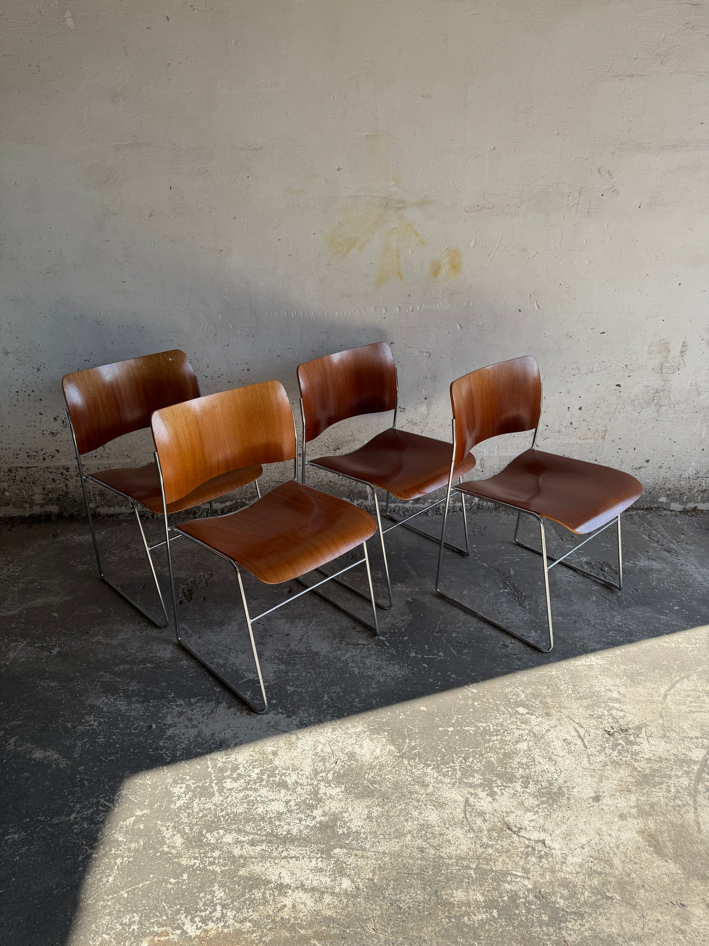 Set van 4 originele David Rowland 40/4 stoelen