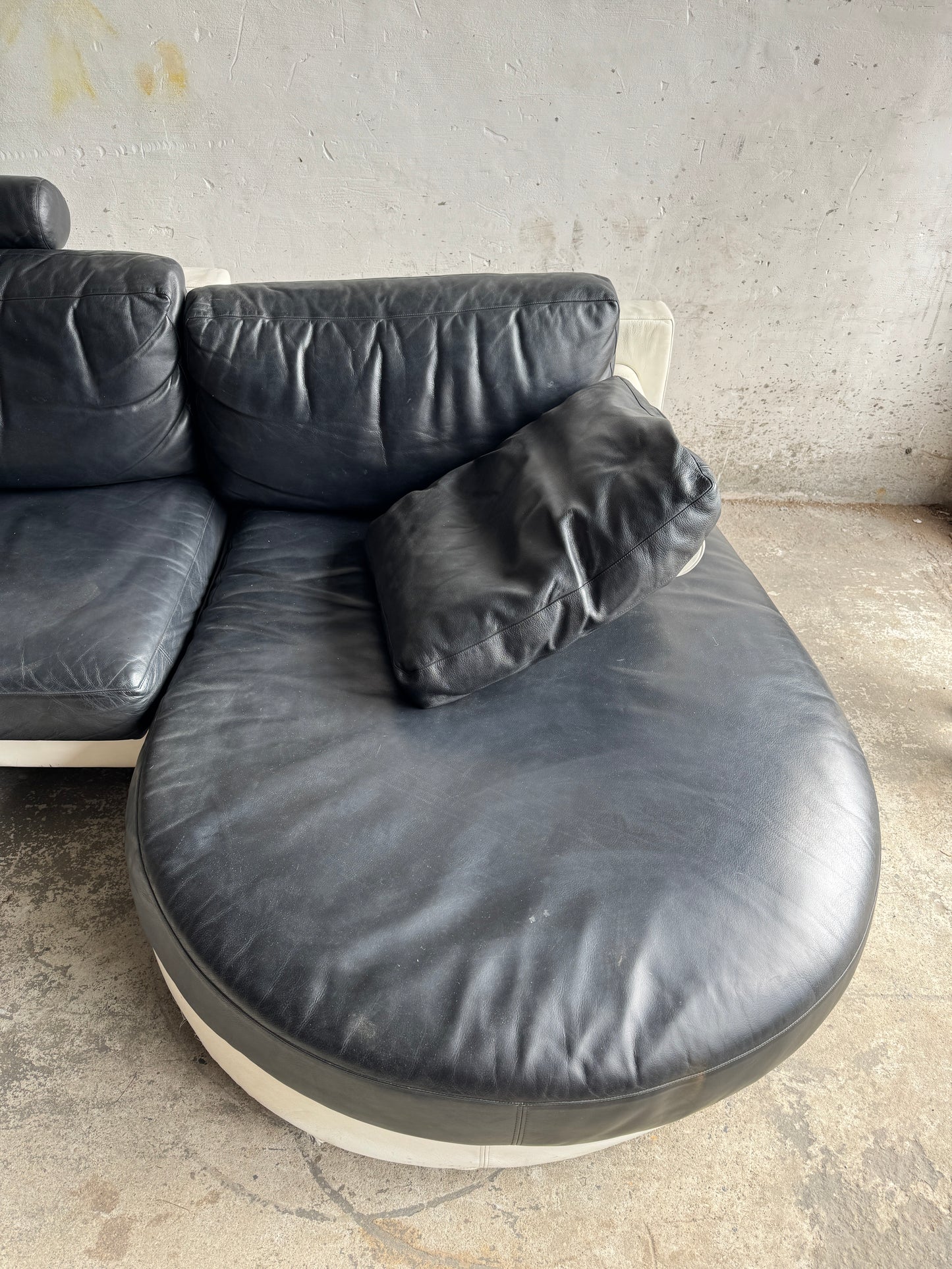 Modulaire BnB Italia zetel in zwart-wit leder (3 modules)