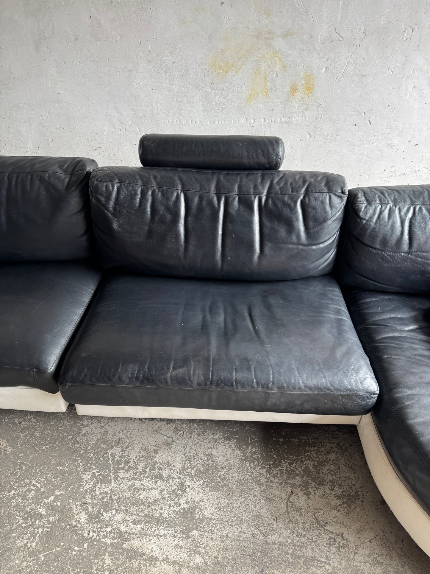 Modulaire BnB Italia zetel in zwart-wit leder (3 modules)